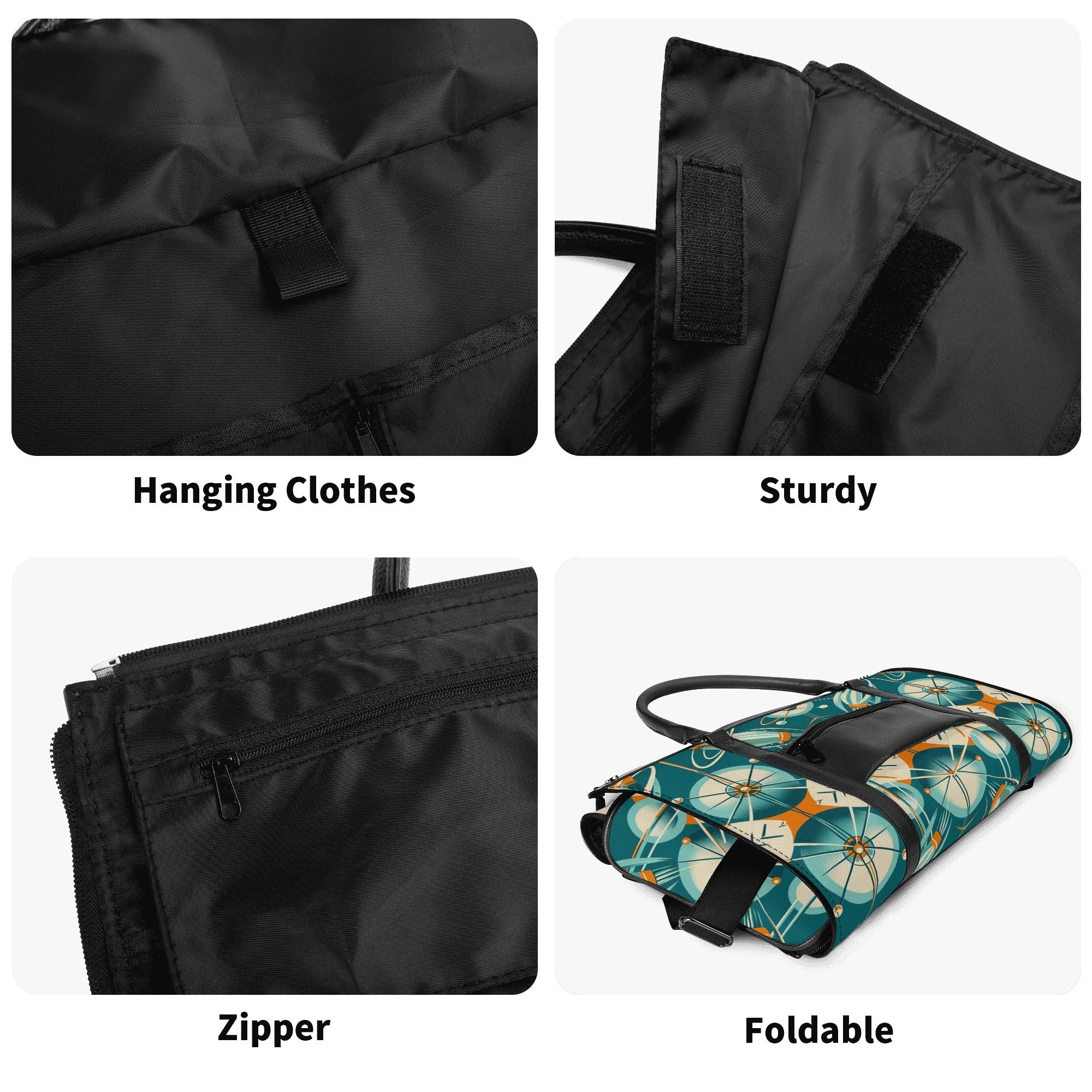 Mid Mod Retro Teal Space Age MCM Duffle Bag Foldable Travel Bag - Mid Century Modern Gal