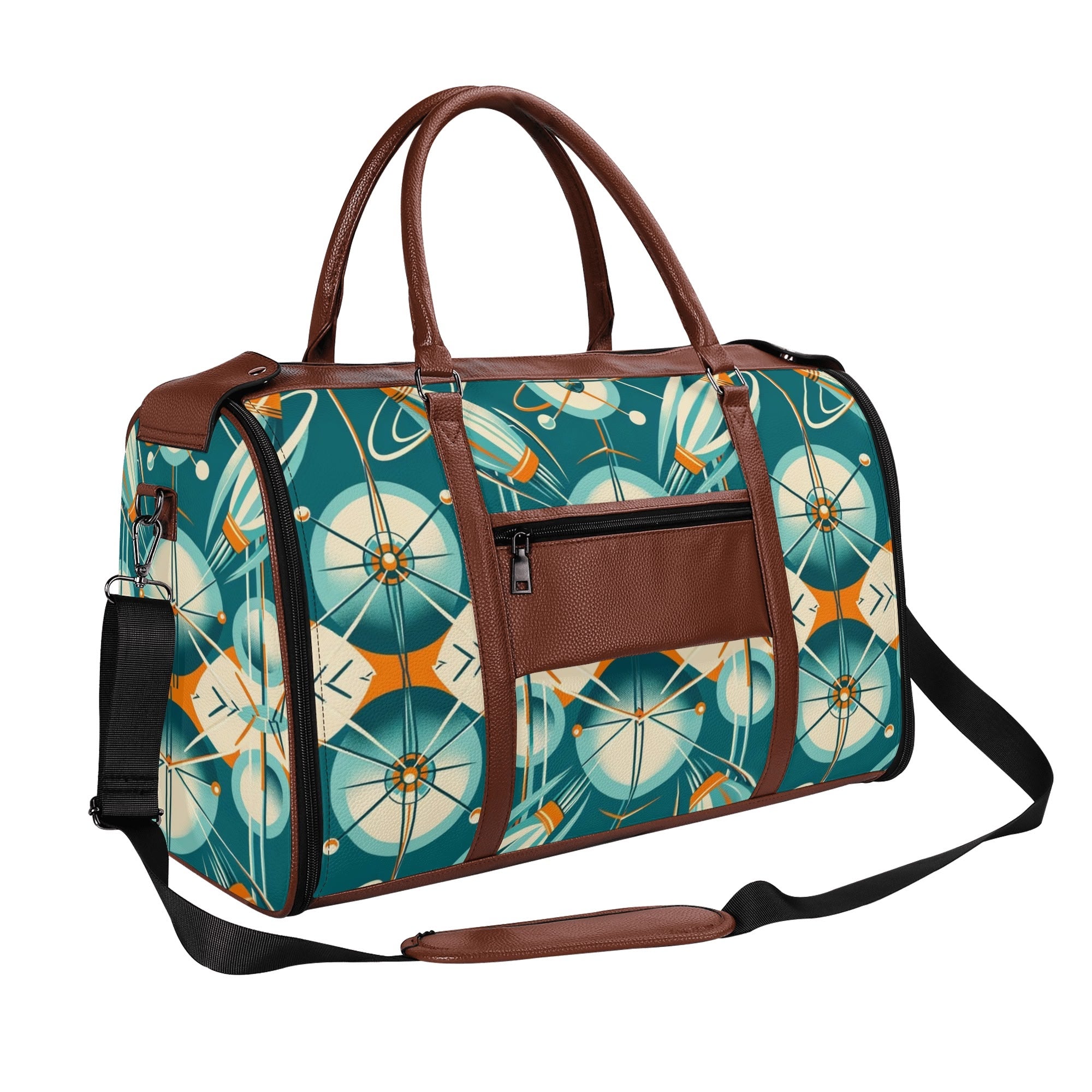 Mid Mod Retro Teal Space Age MCM Duffle Bag Foldable Travel Bag - Mid Century Modern Gal