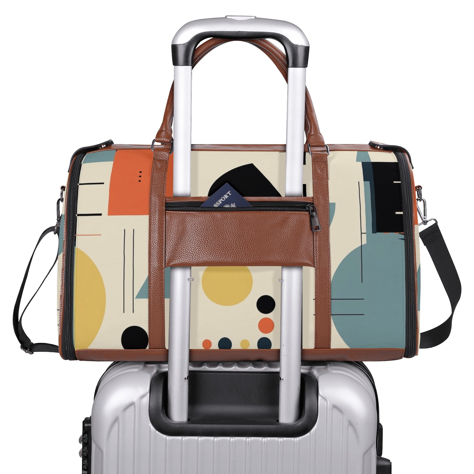 Mid Century Modern Bauhaus Mens Travel Duffle Bag, Trifold Designed MCM Foldable Travel Bag - Mid Century Modern Gal
