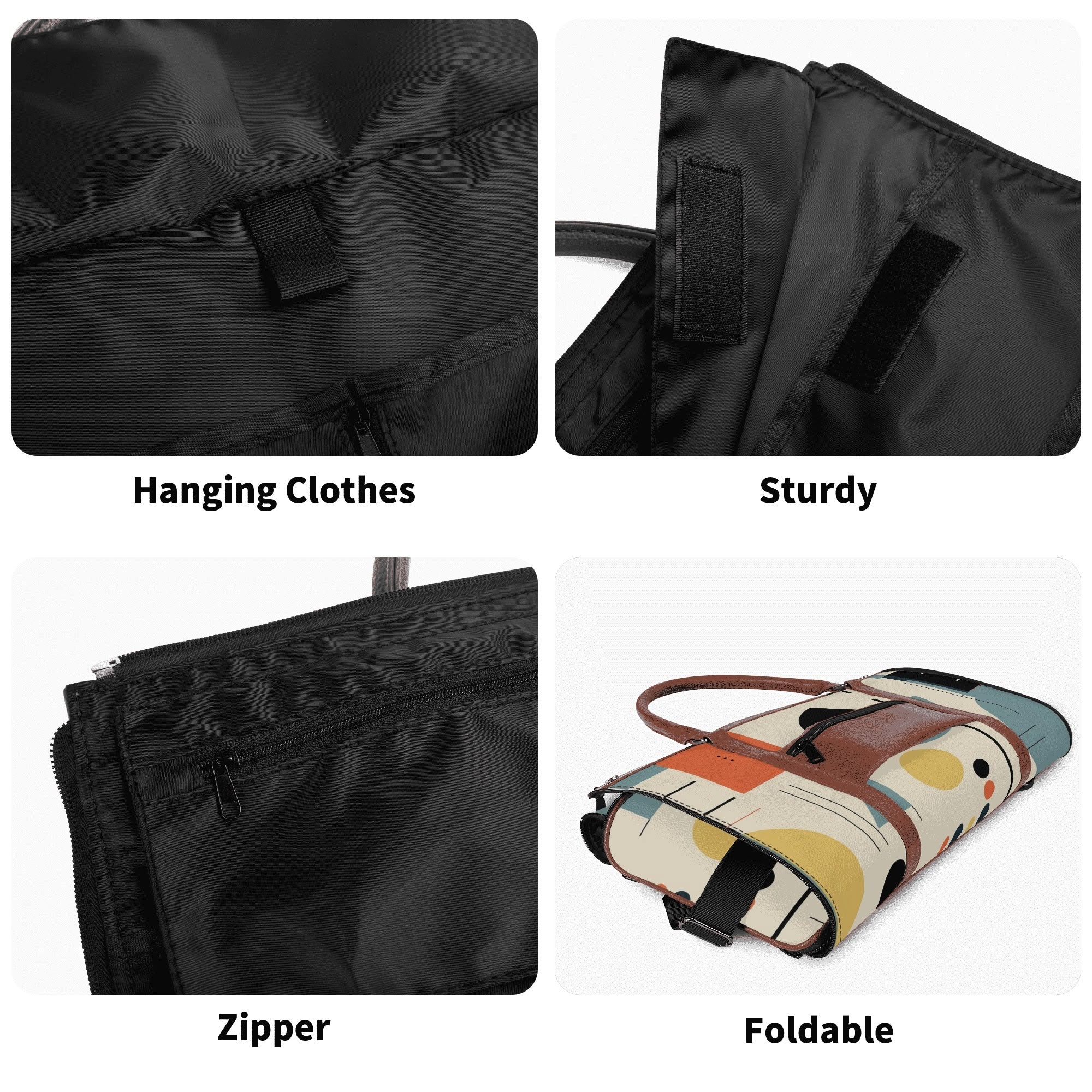 Mid Century Modern Bauhaus Mens Travel Duffle Bag, Trifold Designed MCM Foldable Travel Bag - Mid Century Modern Gal