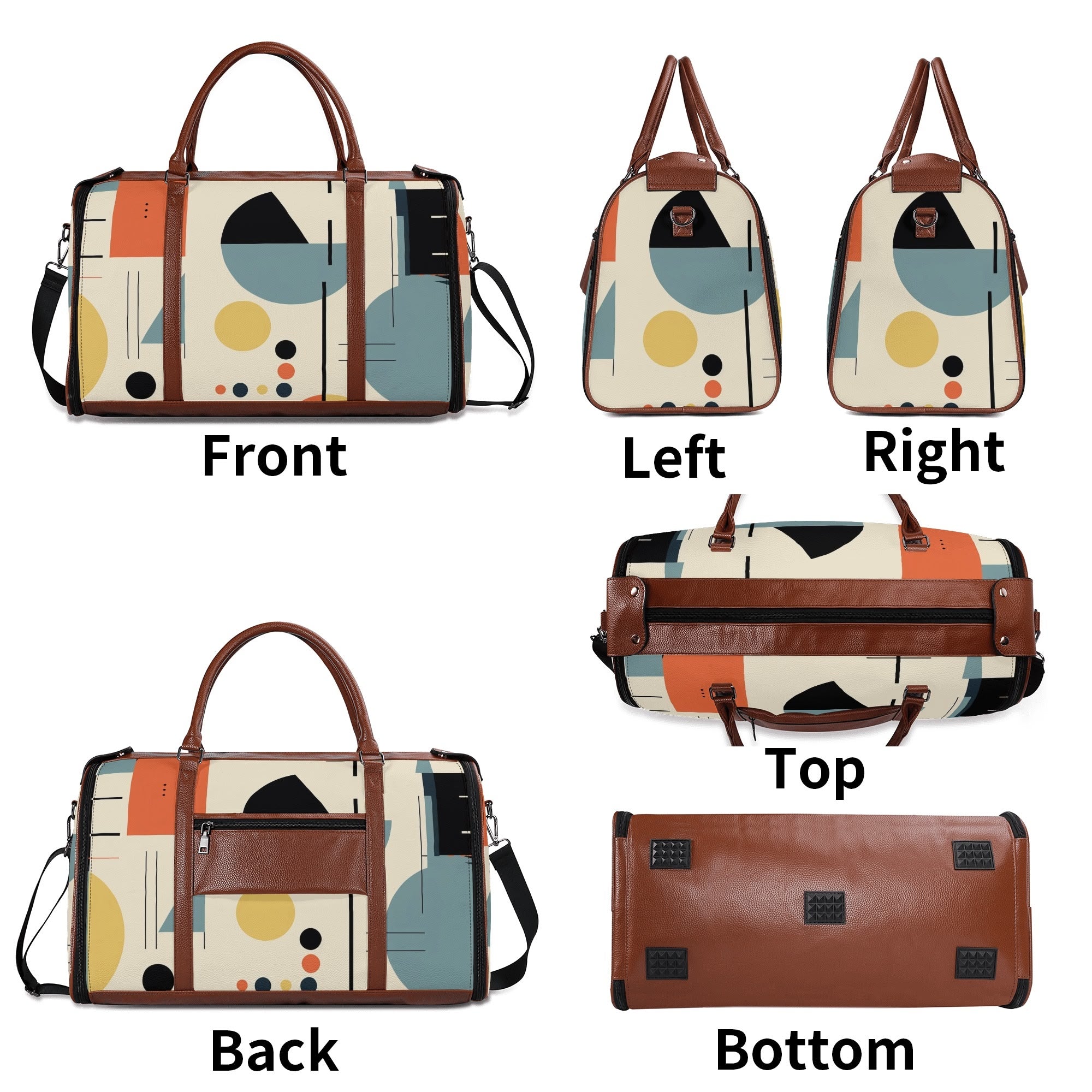 Mid Century Modern Bauhaus Mens Travel Duffle Bag, Trifold Designed MCM Foldable Travel Bag - Mid Century Modern Gal