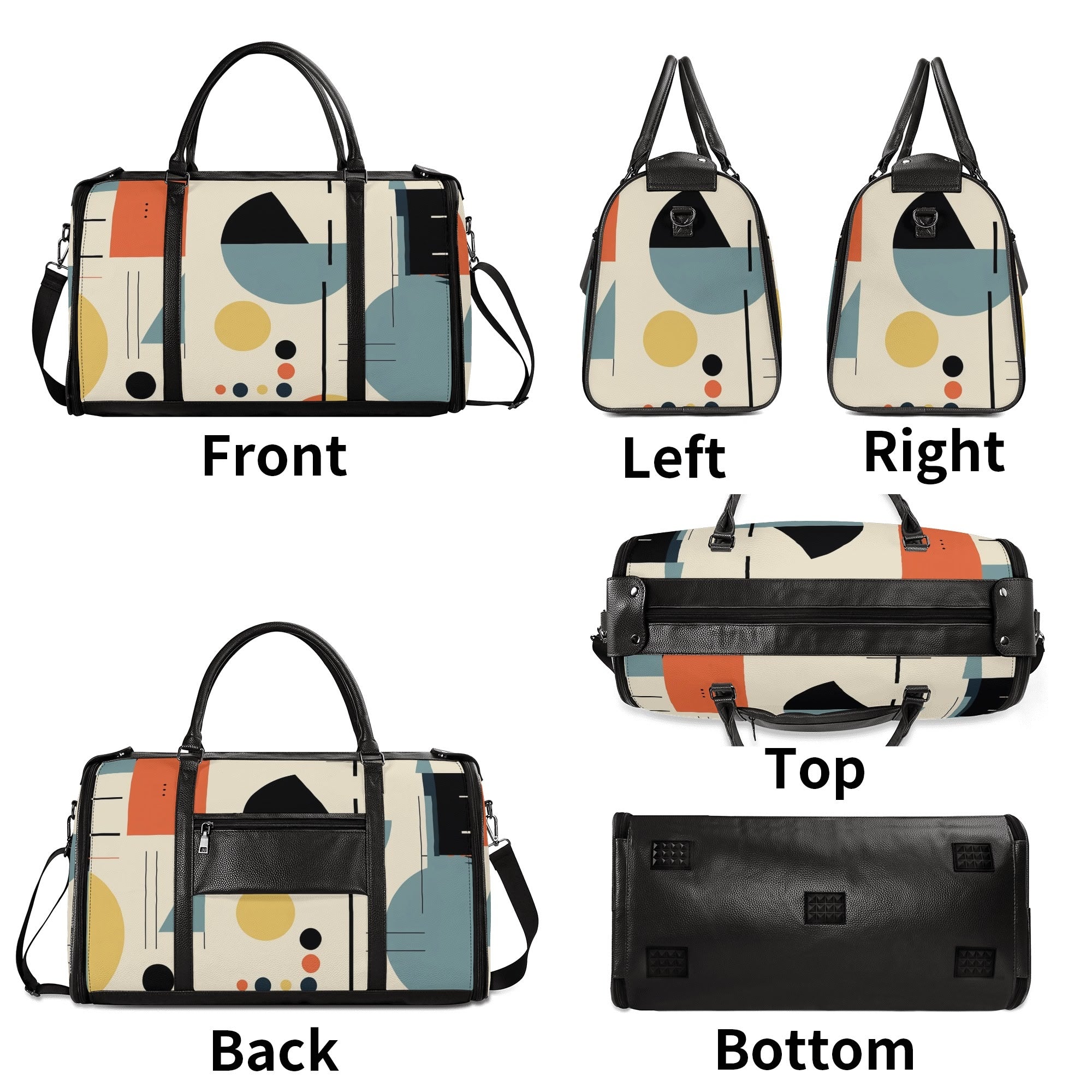 Mid Century Modern Bauhaus Mens Travel Duffle Bag, Trifold Designed MCM Foldable Travel Bag - Mid Century Modern Gal