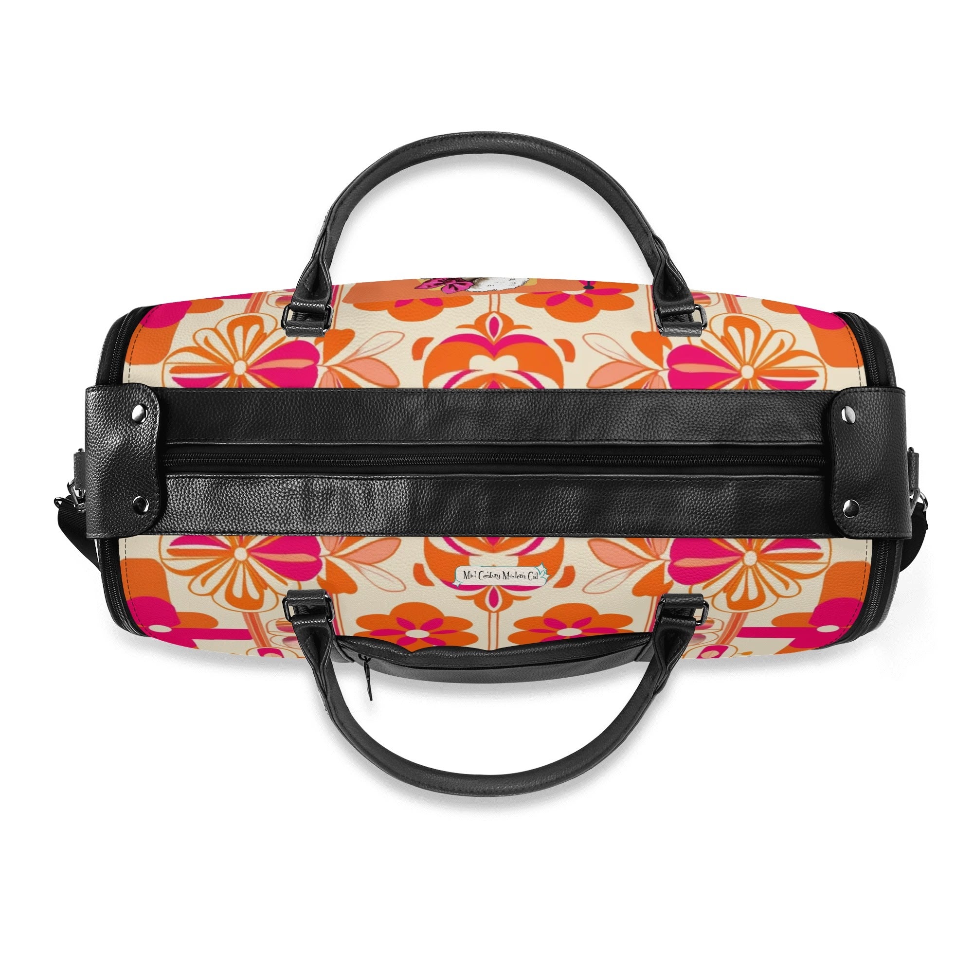 Mid Mod Travel Trifold Bag, 50s Poodle, Hot Pink Orange Kitschy MCM Travel Vibes - Mid Century Modern Gal