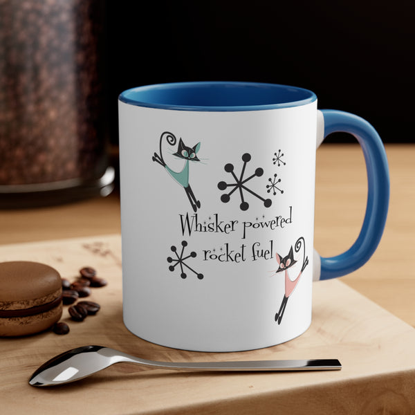 Atomic Cat Coffee Mug, Funny, Whimsical Boomerang Kitties, Mid Century Modern Drinkware, Coffee Lover Mug Gift