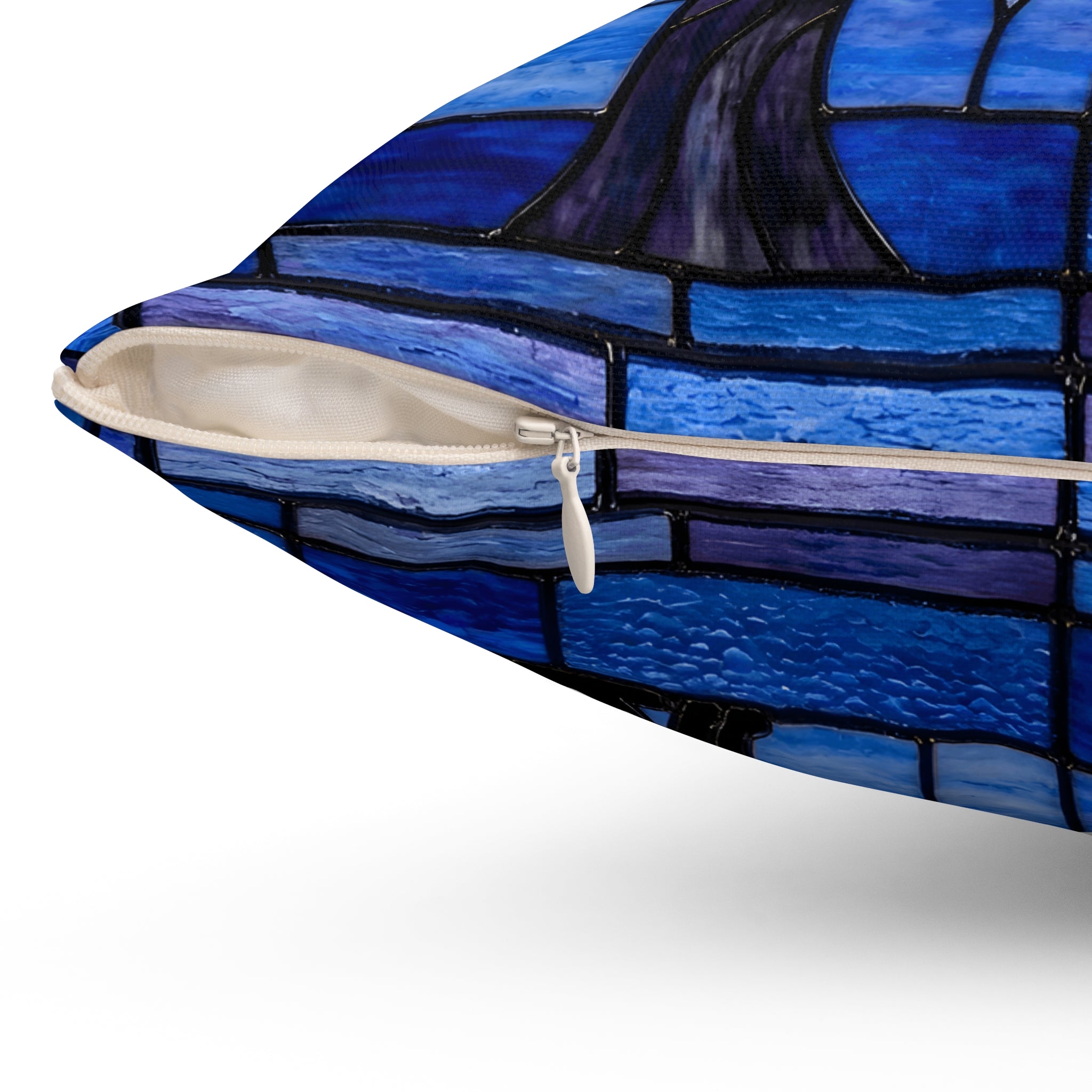 Halloween Stained Glass Inspired Night Sky Black Cat Pillow Cover and Insert - Mid Century Modern Gal