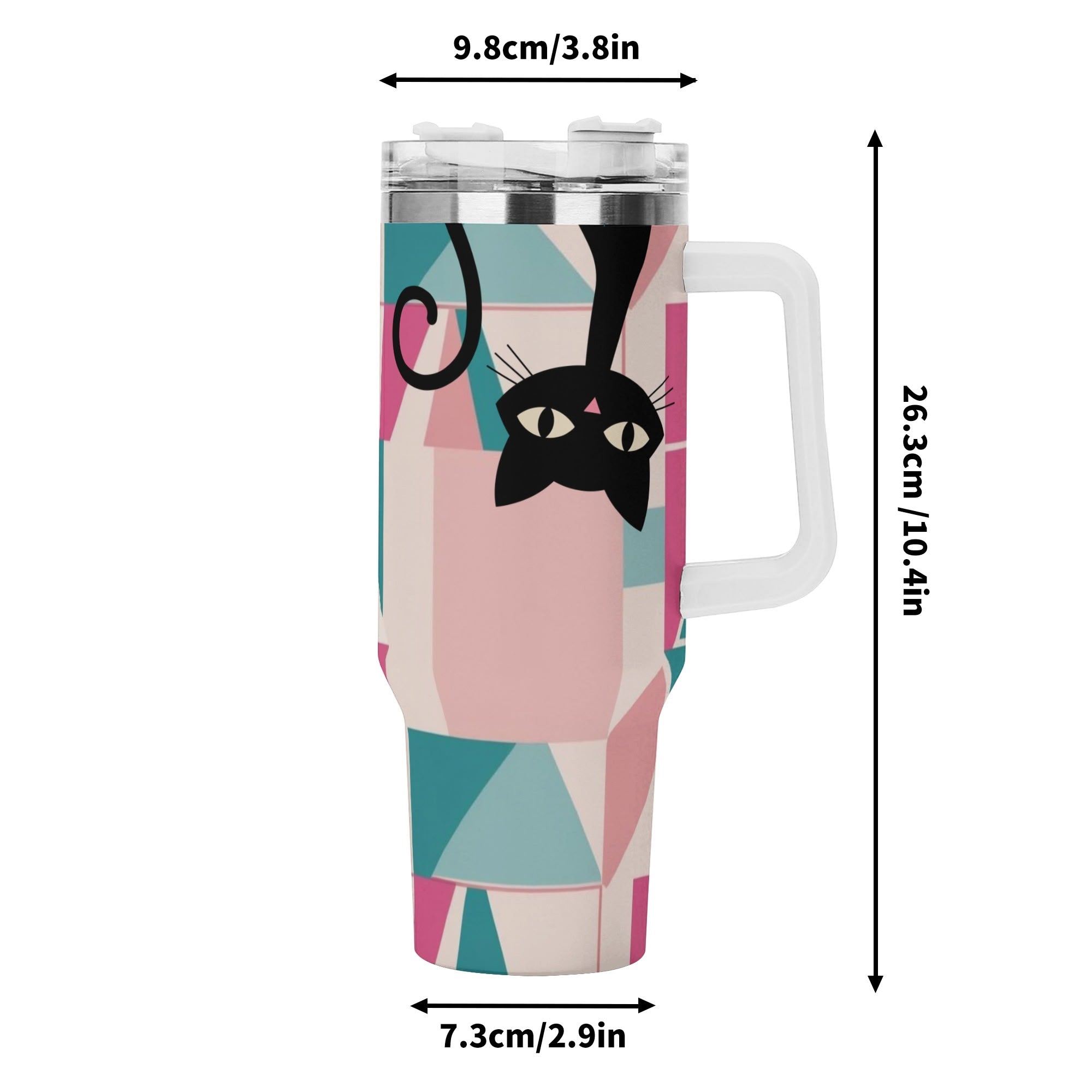 Atomic Kittie Cats, Kitschy Mid Mod Geometric Pink, Blue Retro Tumbler - Mid Century Modern Gal