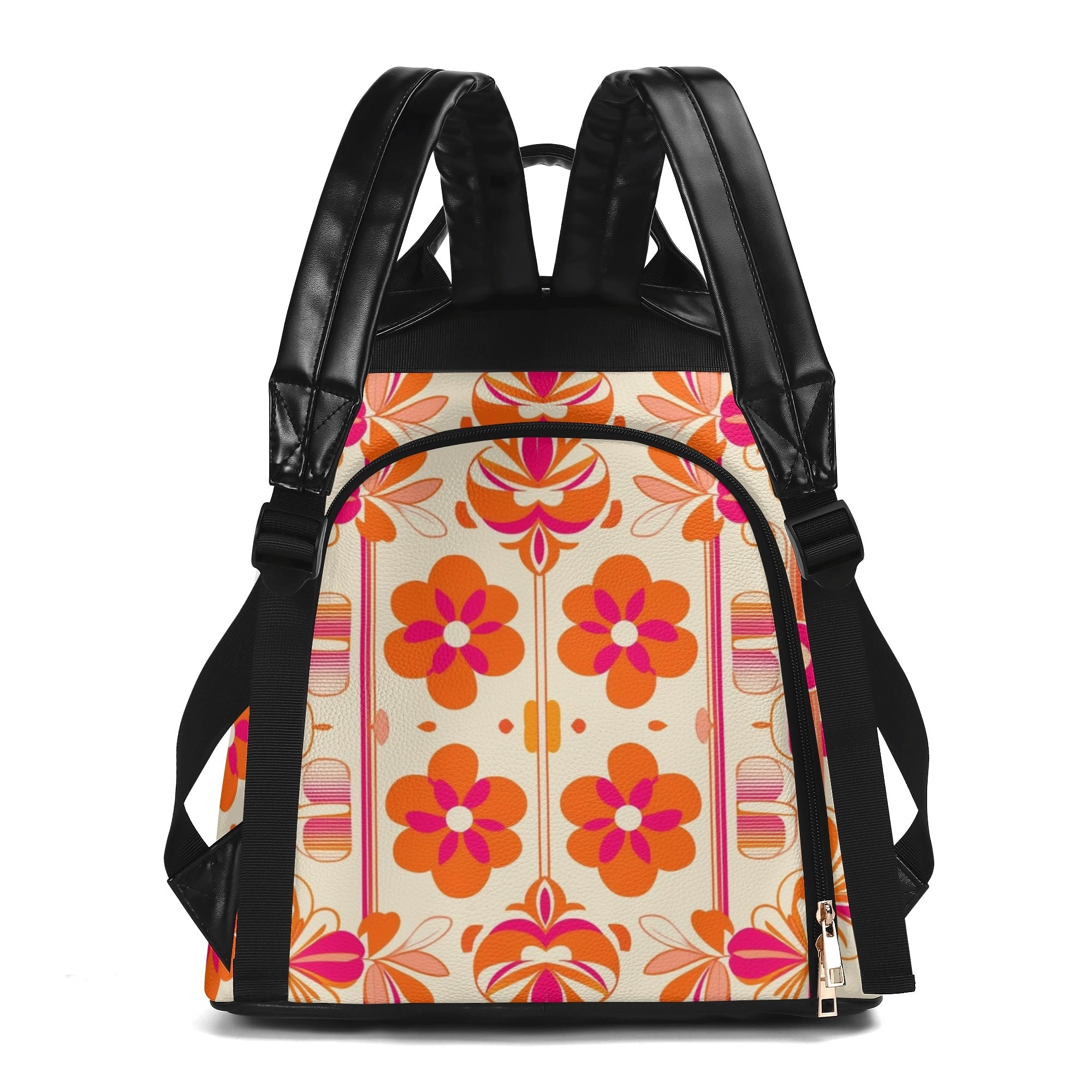 Atomic 50s Kitschy Poodle, Hot Pink Orange Mid Mod Travel Daypack Anti-theft Backpack - Mid Century Modern Gal