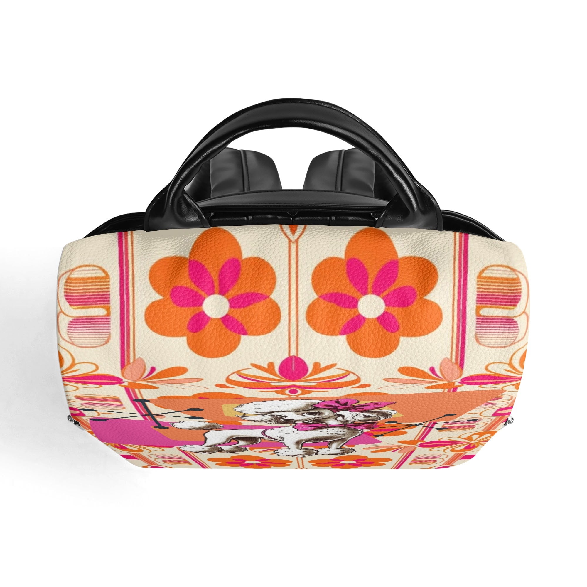 Atomic 50s Kitschy Poodle, Hot Pink Orange Mid Mod Travel Daypack Anti-theft Backpack - Mid Century Modern Gal