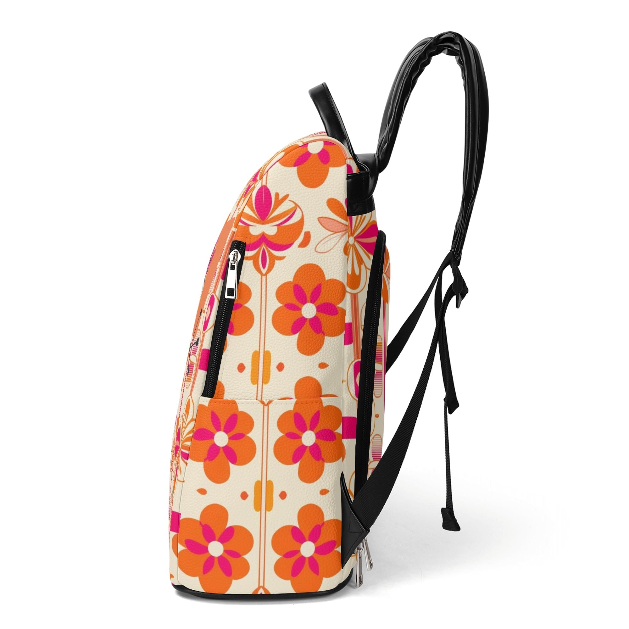 Atomic 50s Kitschy Poodle, Hot Pink Orange Mid Mod Travel Daypack Anti-theft Backpack - Mid Century Modern Gal