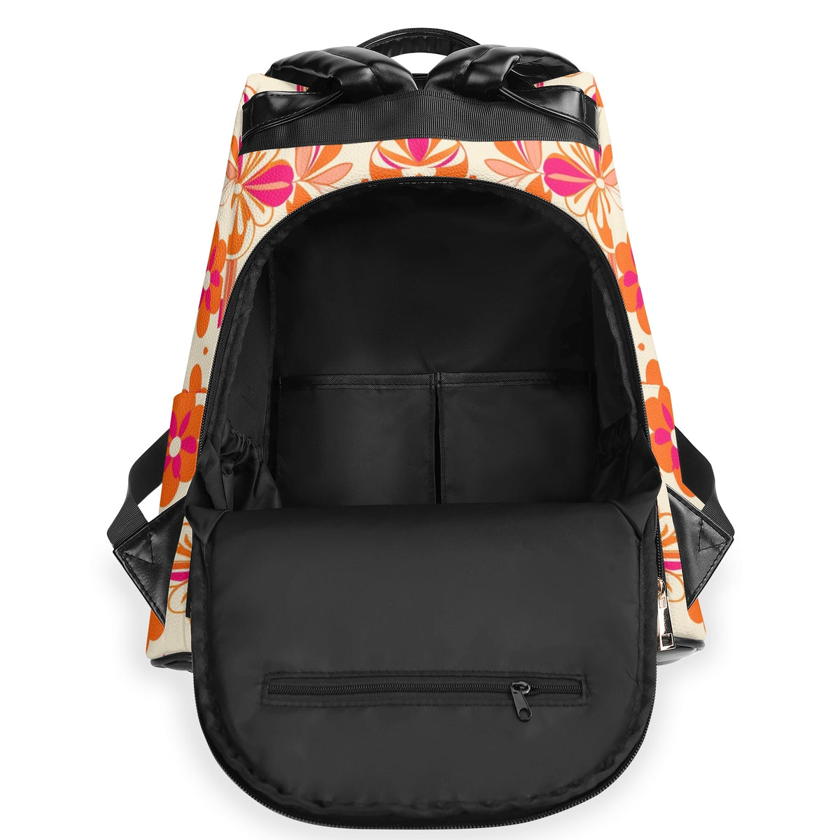 Atomic 50s Kitschy Poodle, Hot Pink Orange Mid Mod Travel Daypack Anti-theft Backpack - Mid Century Modern Gal