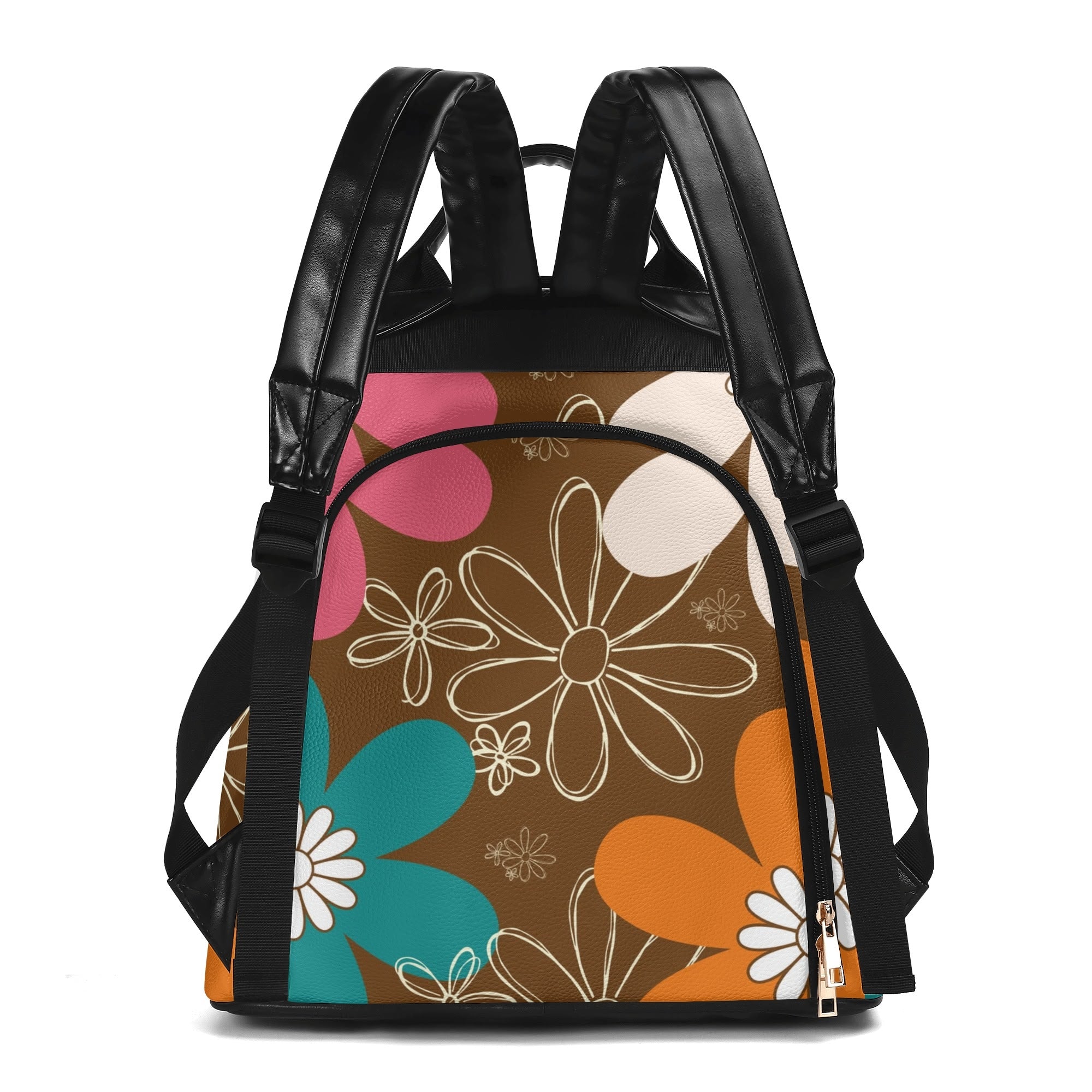 Mid Century Atomic Cat Retro Flower Power 70s Vibe Design, Mid Mod Travel Daypack Anti-theft Backpack - Mid Century Modern Gal