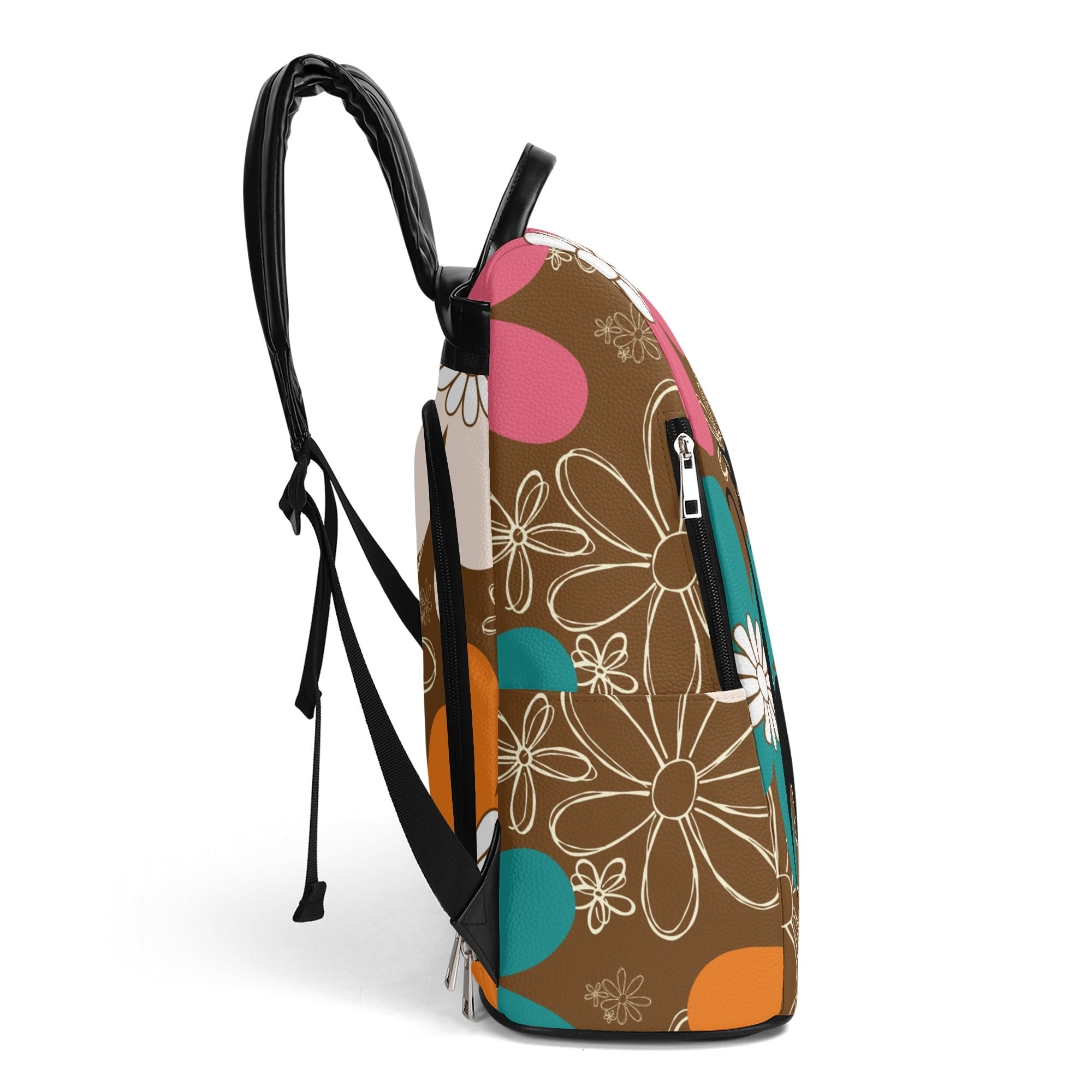 Mid Century Atomic Cat Retro Flower Power 70s Vibe Design, Mid Mod Travel Daypack Anti-theft Backpack - Mid Century Modern Gal