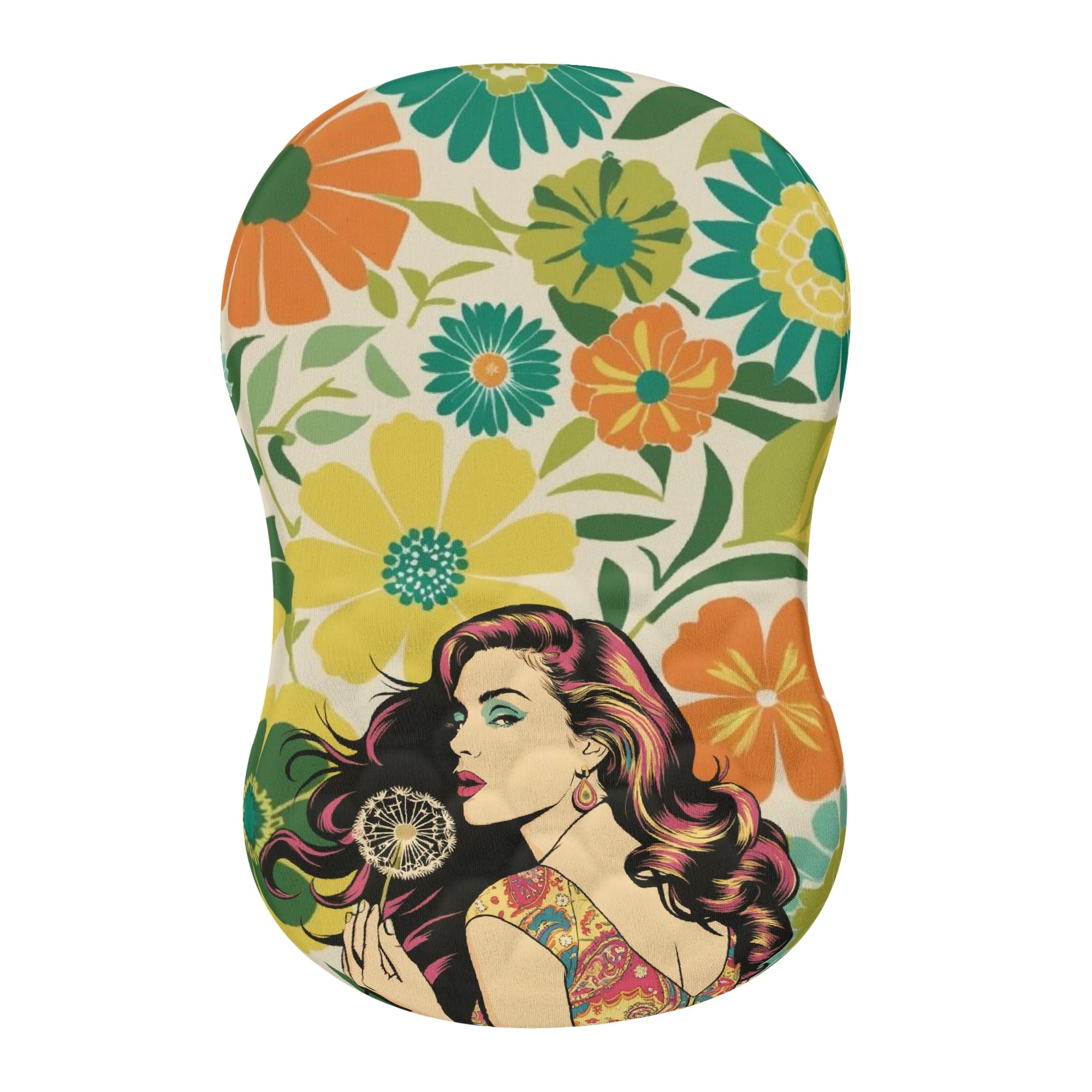 Retro Gal Flower Power 70s Groovy Comfortable Mouse Pad Wrist Support Wrist Rest for Office & Home - Mid Century Modern Gal