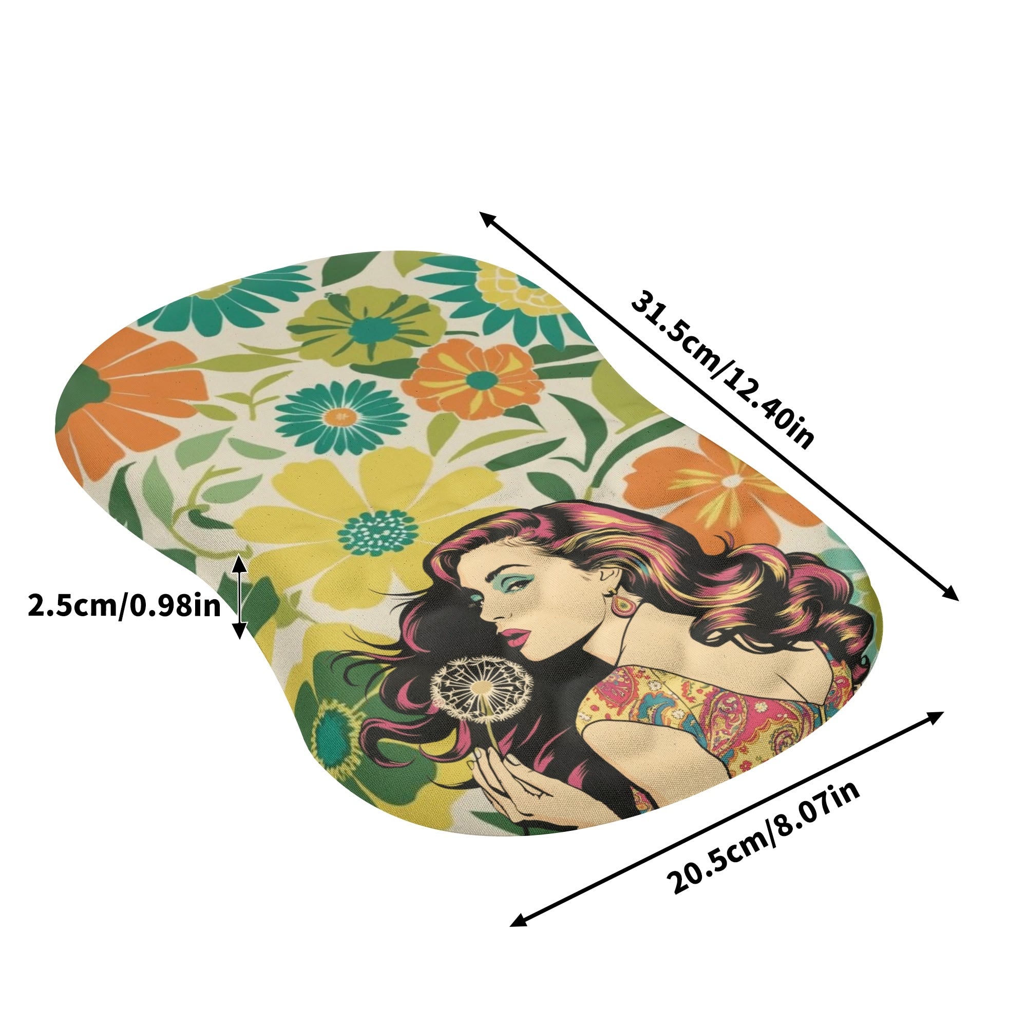 Retro Gal Flower Power 70s Groovy Comfortable Mouse Pad Wrist Support Wrist Rest for Office & Home - Mid Century Modern Gal