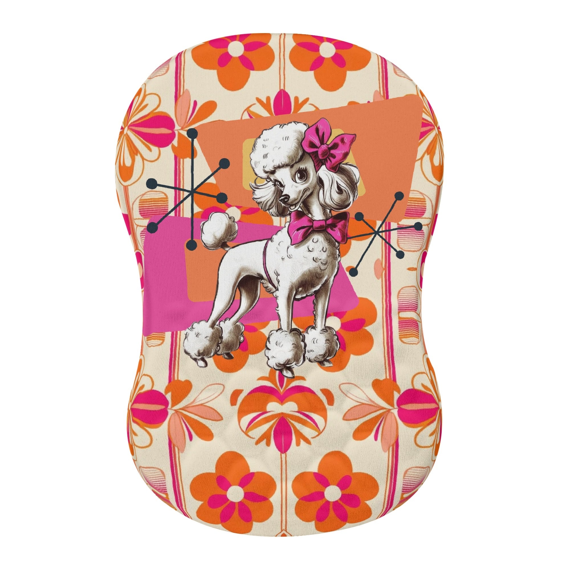 Mid Mod Kitschy Poodle, Hot Pink Orange, Retro MCM Floral Comfortable Mouse Pad Wrist Support Wrist Rest for Office & Home - Mid Century Modern Gal