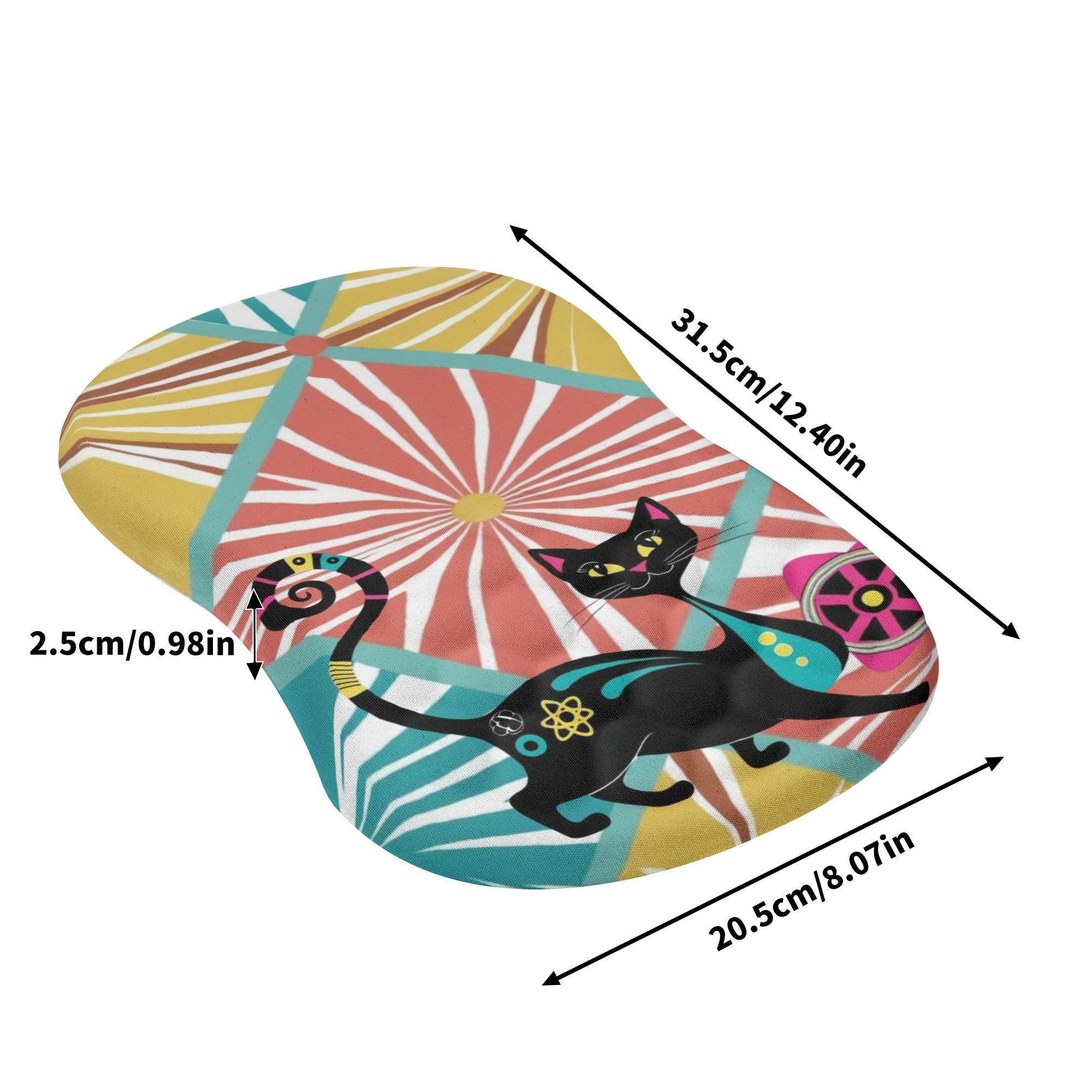 Atomic Cat Mid Mod Colorful Fun And Comfortable Mouse Pad Wrist Support Wrist Rest for Office & Home - Mid Century Modern Gal