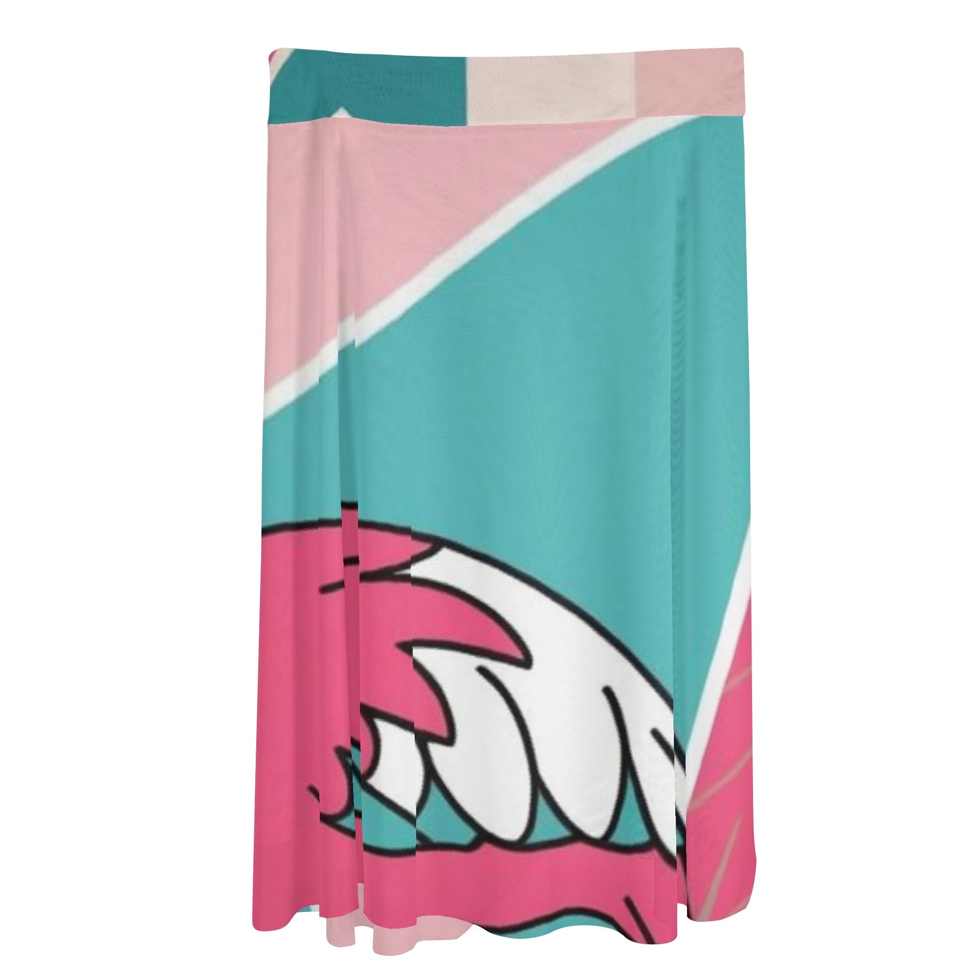 Flamingo Vibes, Mid Mod Pink Aqua Womens Swimsuit Cover Up Ruffle Tie Side Beach Sarong Wrap Maxi Skirt - Mid Century Modern Gal