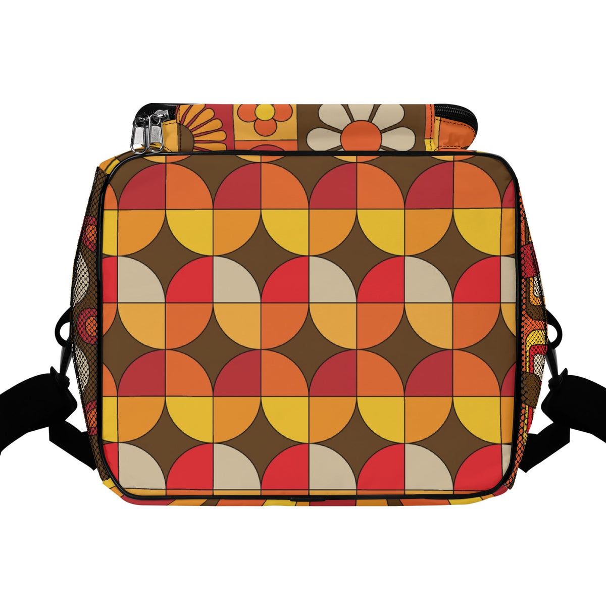 Retro Hipster Mid Mod Flower Power Brown Orange Yellow Groovy Mod 70s Designed, Mod Beach, Pool Cooler Bag - Mid Century Modern Gal