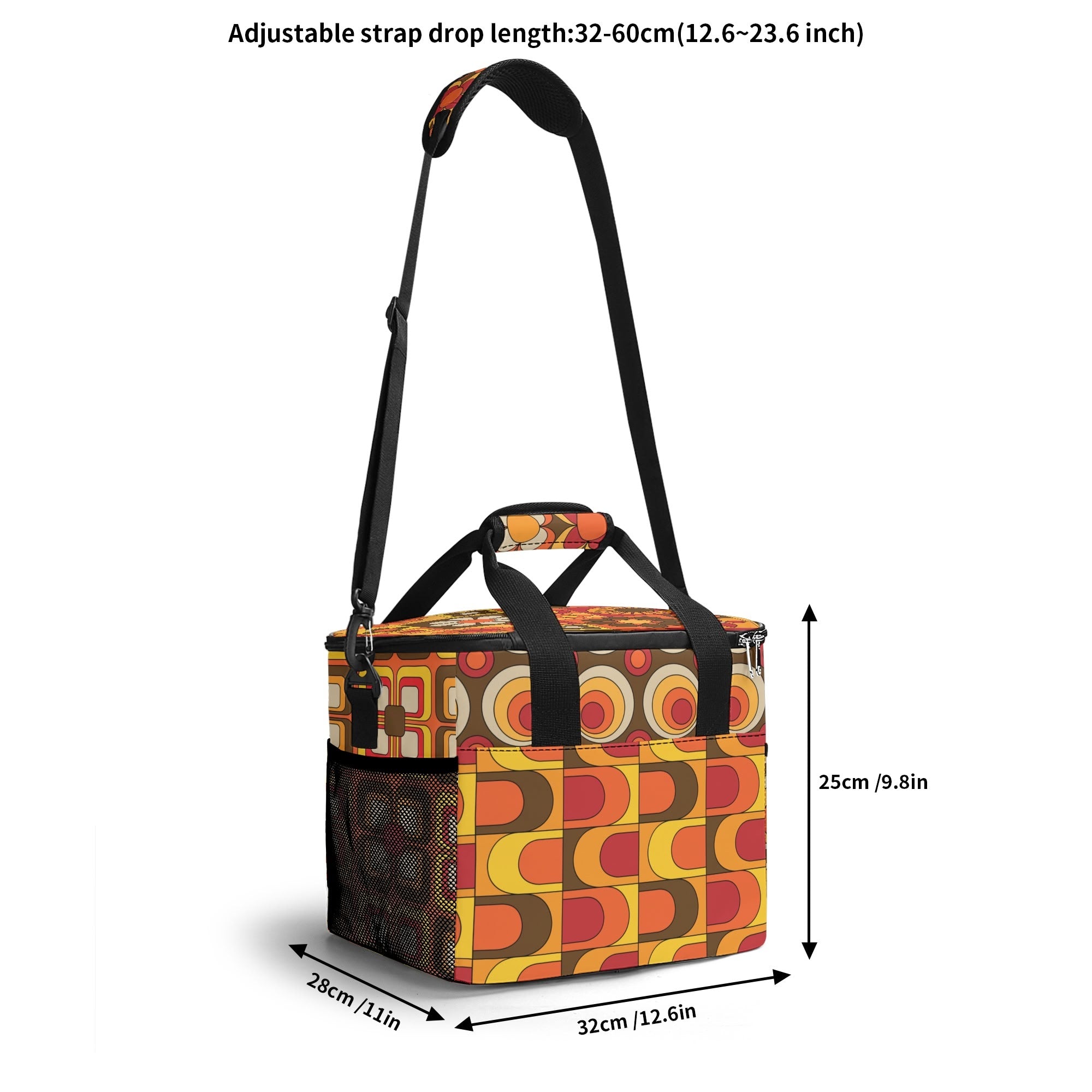 Retro Hipster Mid Mod Flower Power Brown Orange Yellow Groovy Mod 70s Designed, Mod Beach, Pool Cooler Bag - Mid Century Modern Gal