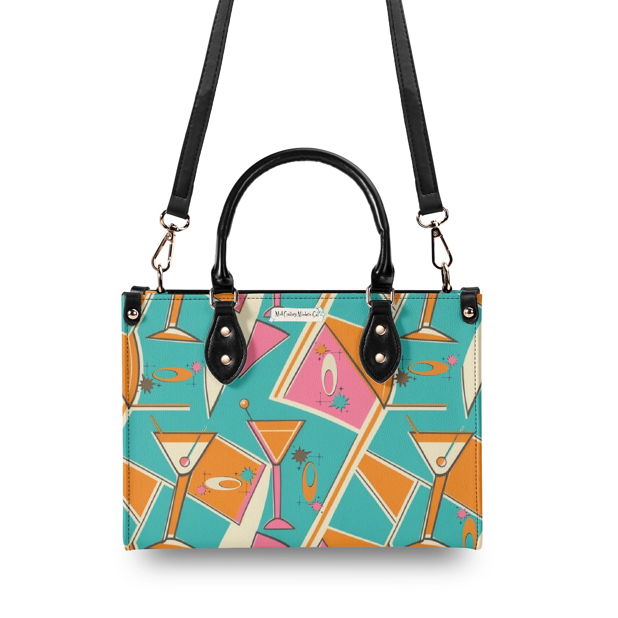 Mid Century Modern Gal Signature Cocktail Bag, Atomic Cat, Atomic Kitschy Handbag, Shoulder Bag - Mid Century Modern Gal