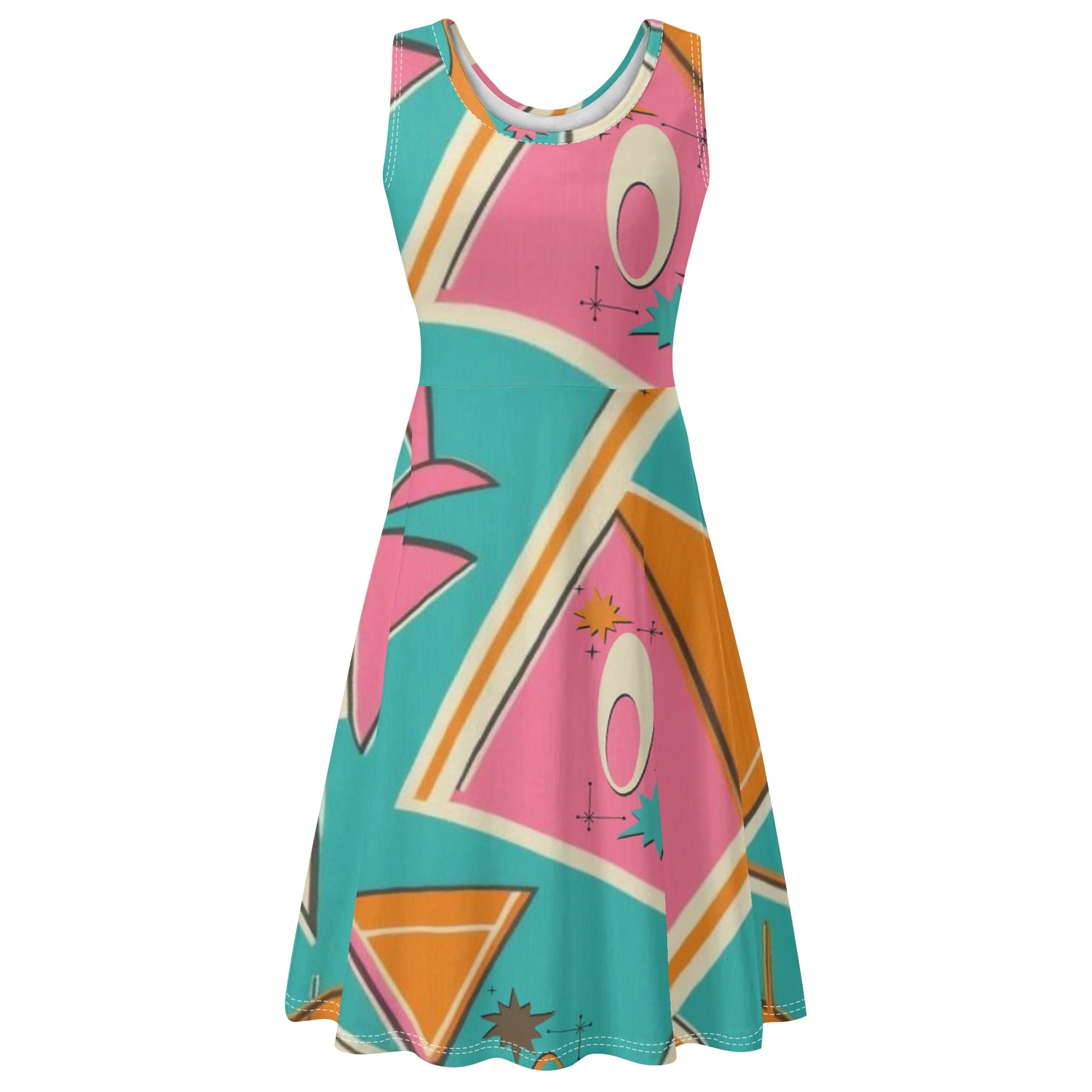 Kitschy Mod Atomic Cocktail Retro Summer Vibes Party Dress - Mid Century Modern Gal