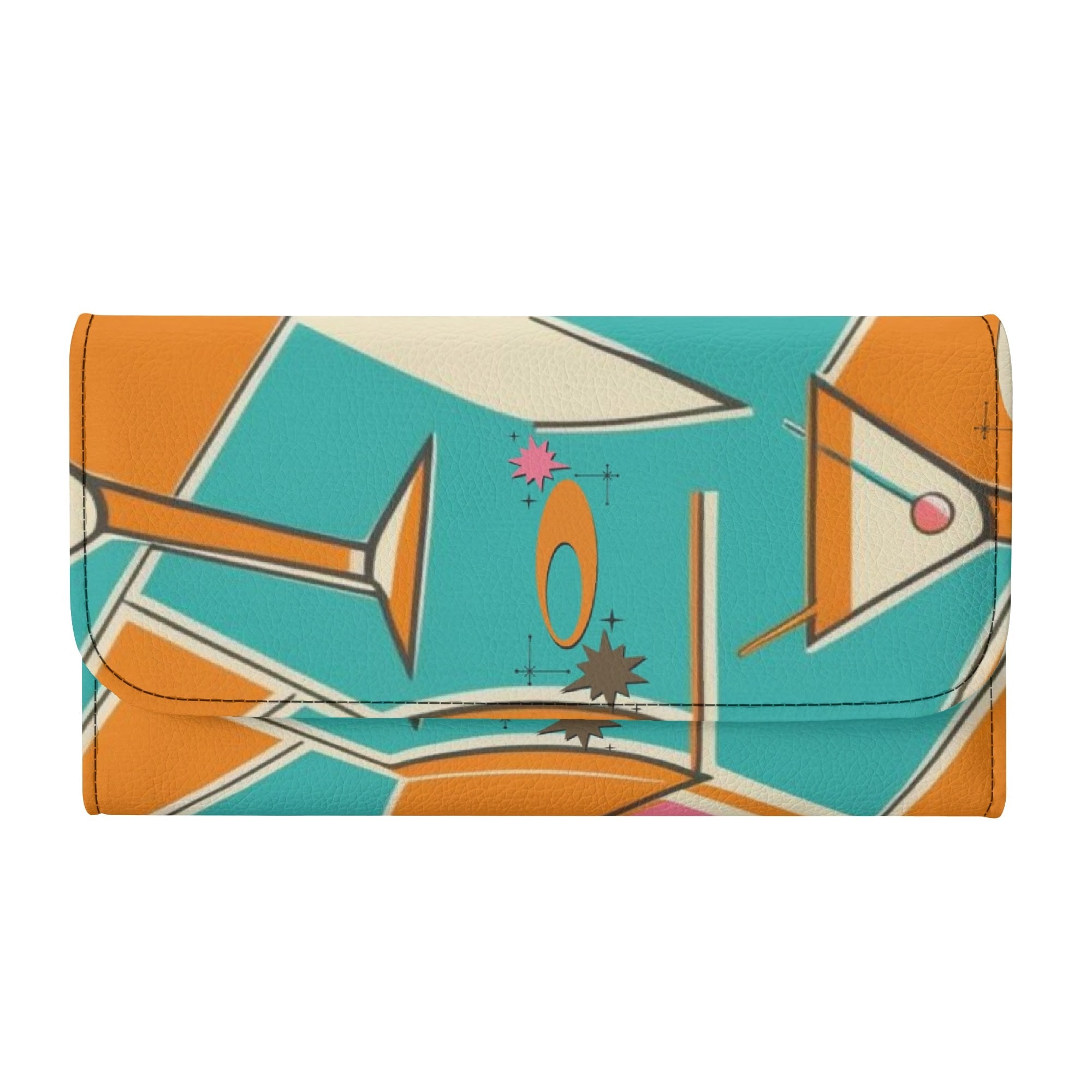 Atomic Cocktail Hour, Mid Mod Gal Kitschy Fun Trifold Wallet - Mid Century Modern Gal