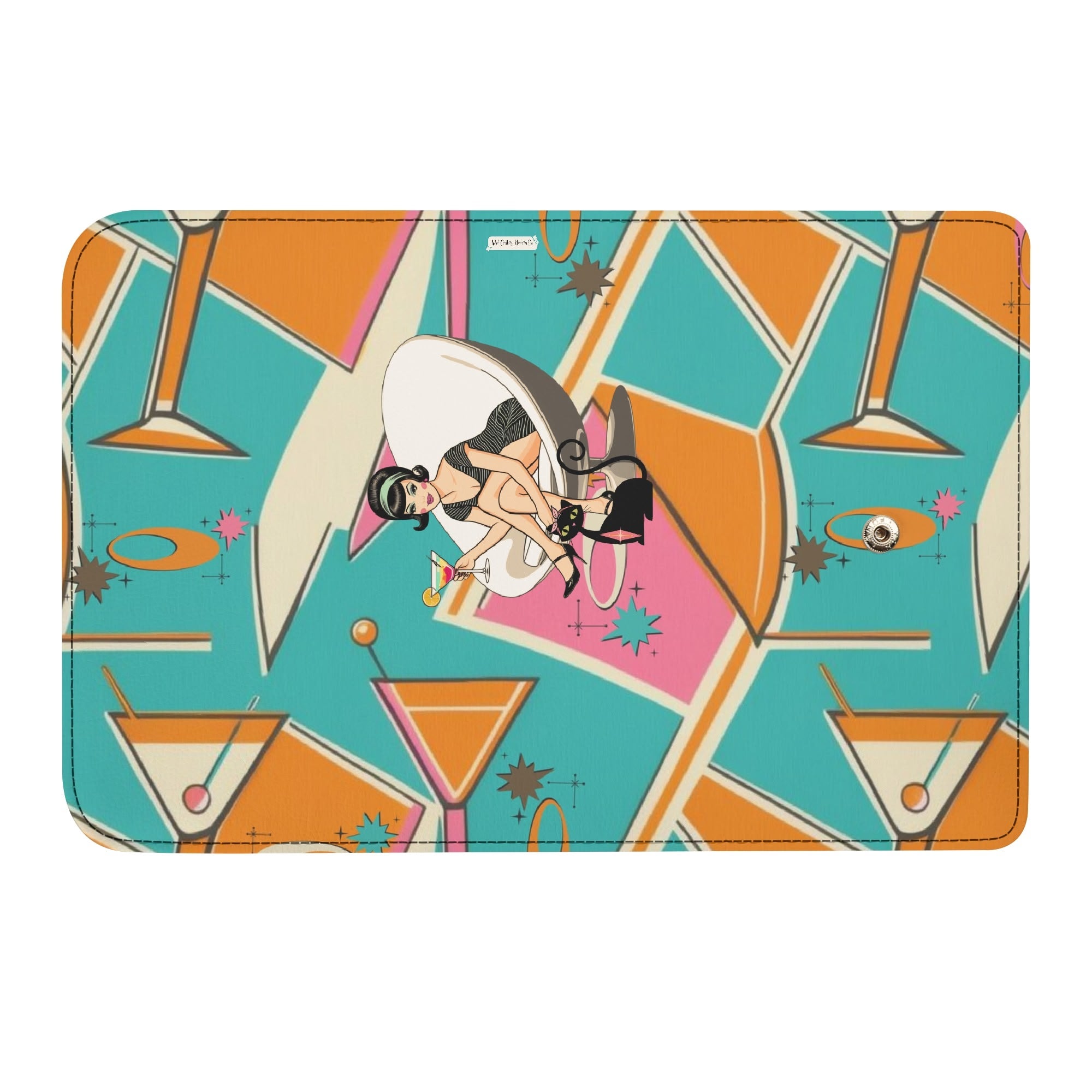 Atomic Cocktail Hour, Mid Mod Gal Kitschy Fun Trifold Wallet - Mid Century Modern Gal