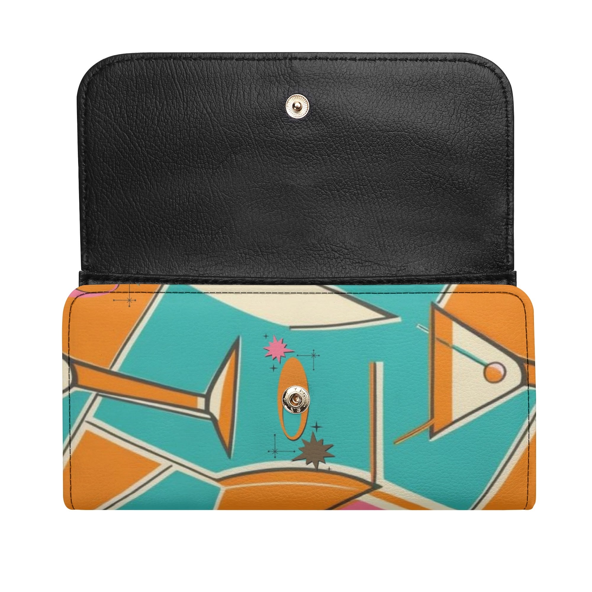 Atomic Cocktail Hour, Mid Mod Gal Kitschy Fun Trifold Wallet - Mid Century Modern Gal