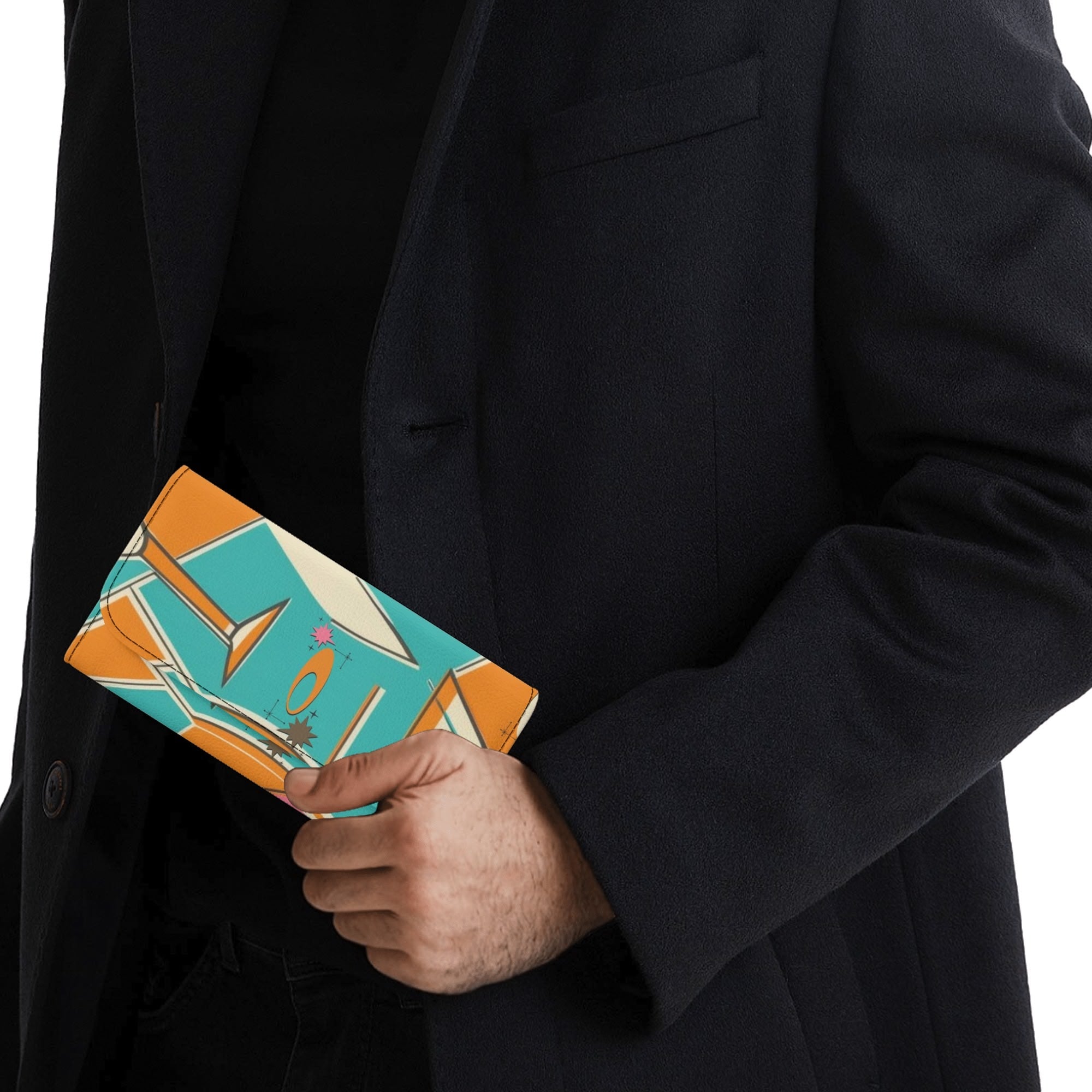 Atomic Cocktail Hour, Mid Mod Gal Kitschy Fun Trifold Wallet - Mid Century Modern Gal