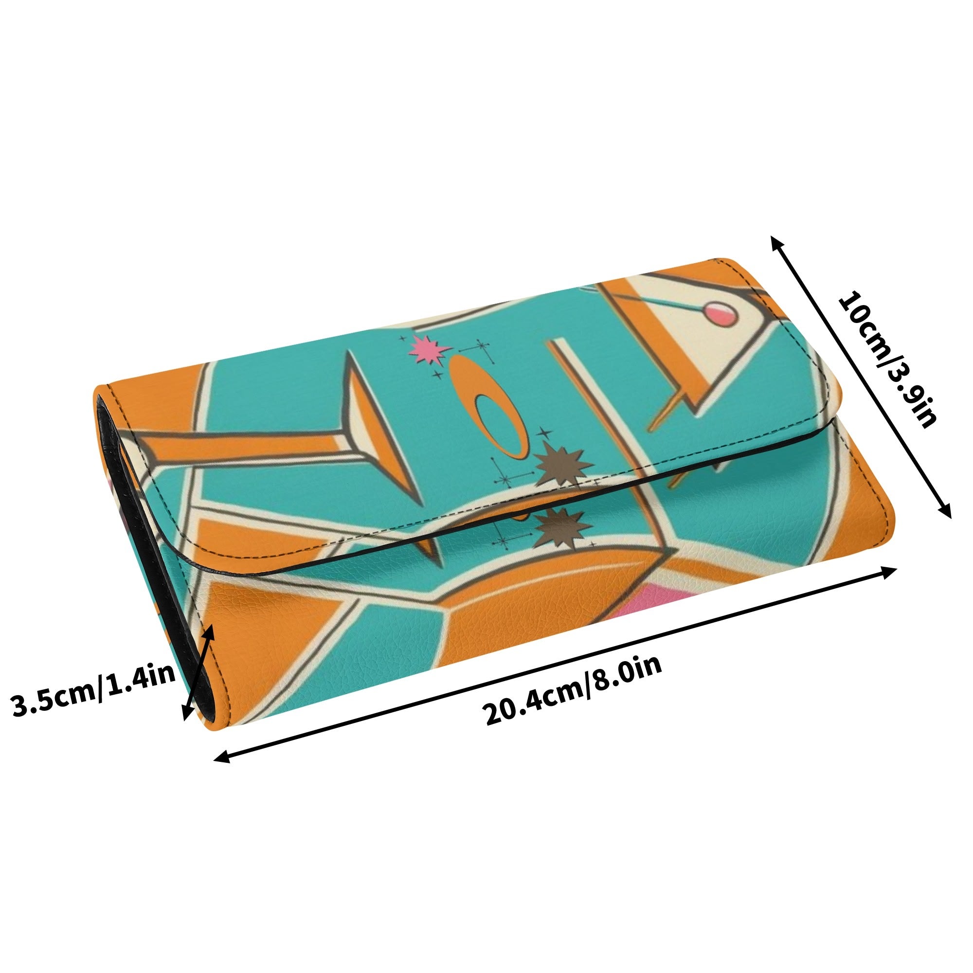 Atomic Cocktail Hour, Mid Mod Gal Kitschy Fun Trifold Wallet - Mid Century Modern Gal