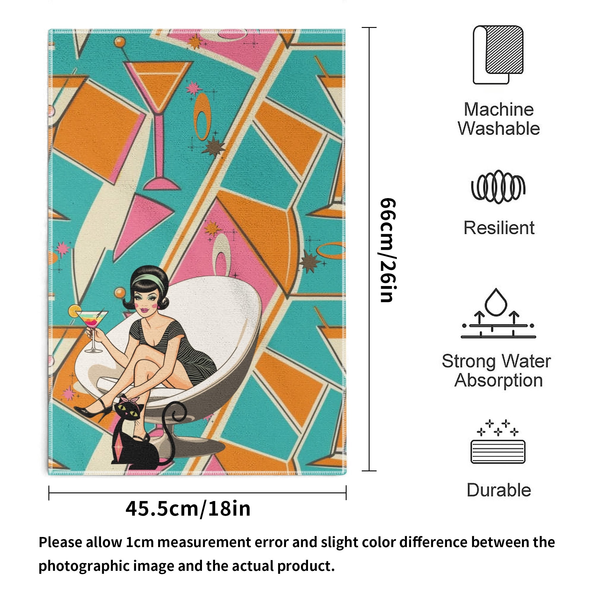 Atomic Cocktail Hour, Mid Mod Barware Mid Century Modern Designed Hand Towels - Mid Century Modern Gal