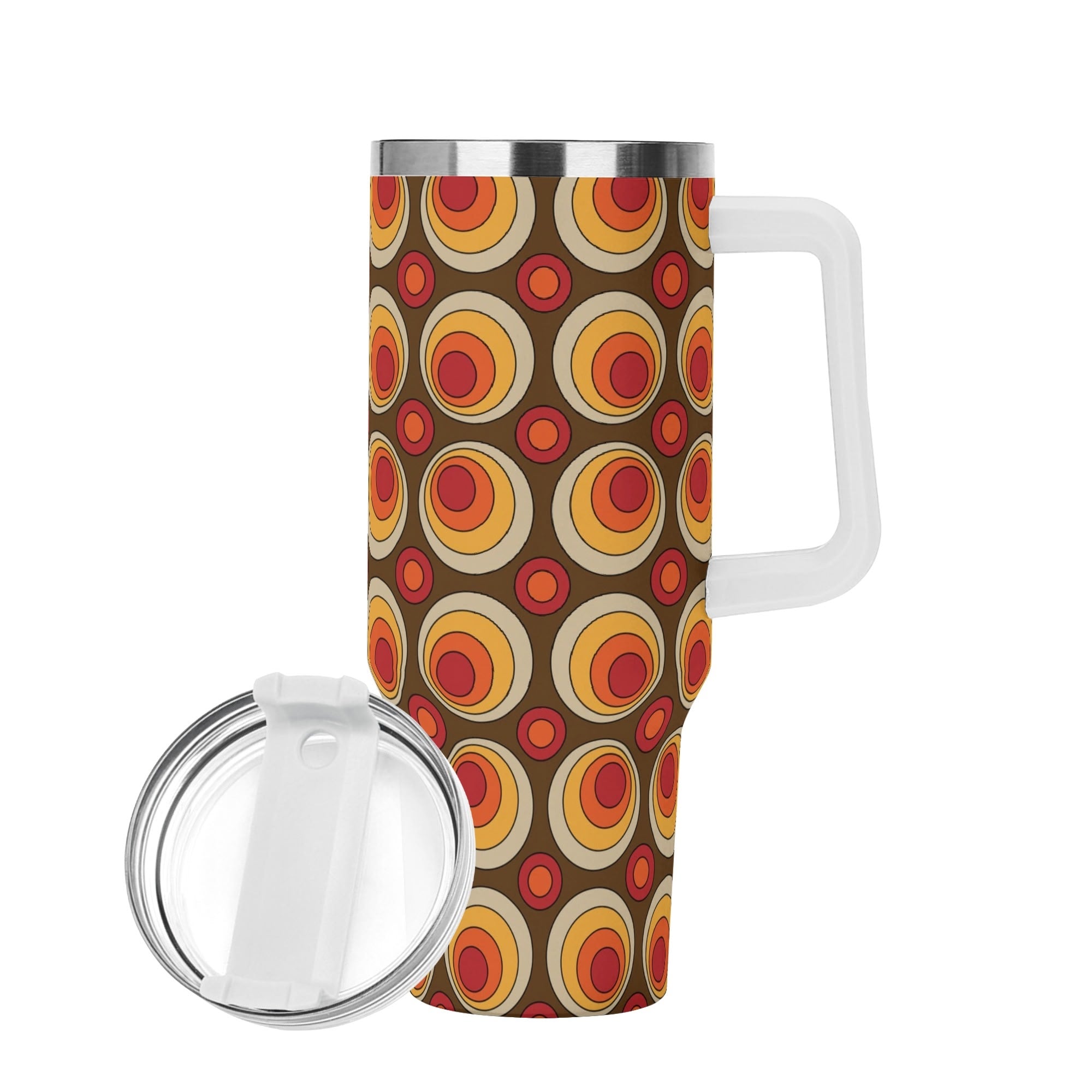 Retro Summer Vibes, Groovy Orbs, 70s Flower Power Stainless Steel Tumbler - Mid Century Modern Gal