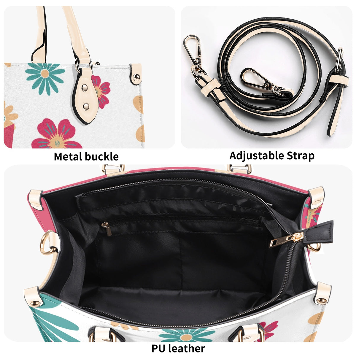 Mid Century Modern Gal Signature Atomic Cat, Floral Spring Summer Handbag, Shoulder Bag - Mid Century Modern Gal