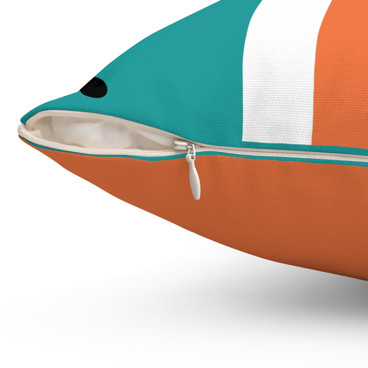 Atomic Space Kittie, Mid Century Modern Orange, Teal, White, Linear Lines, MCM Pillow And Cover - Mid Century Modern Gal