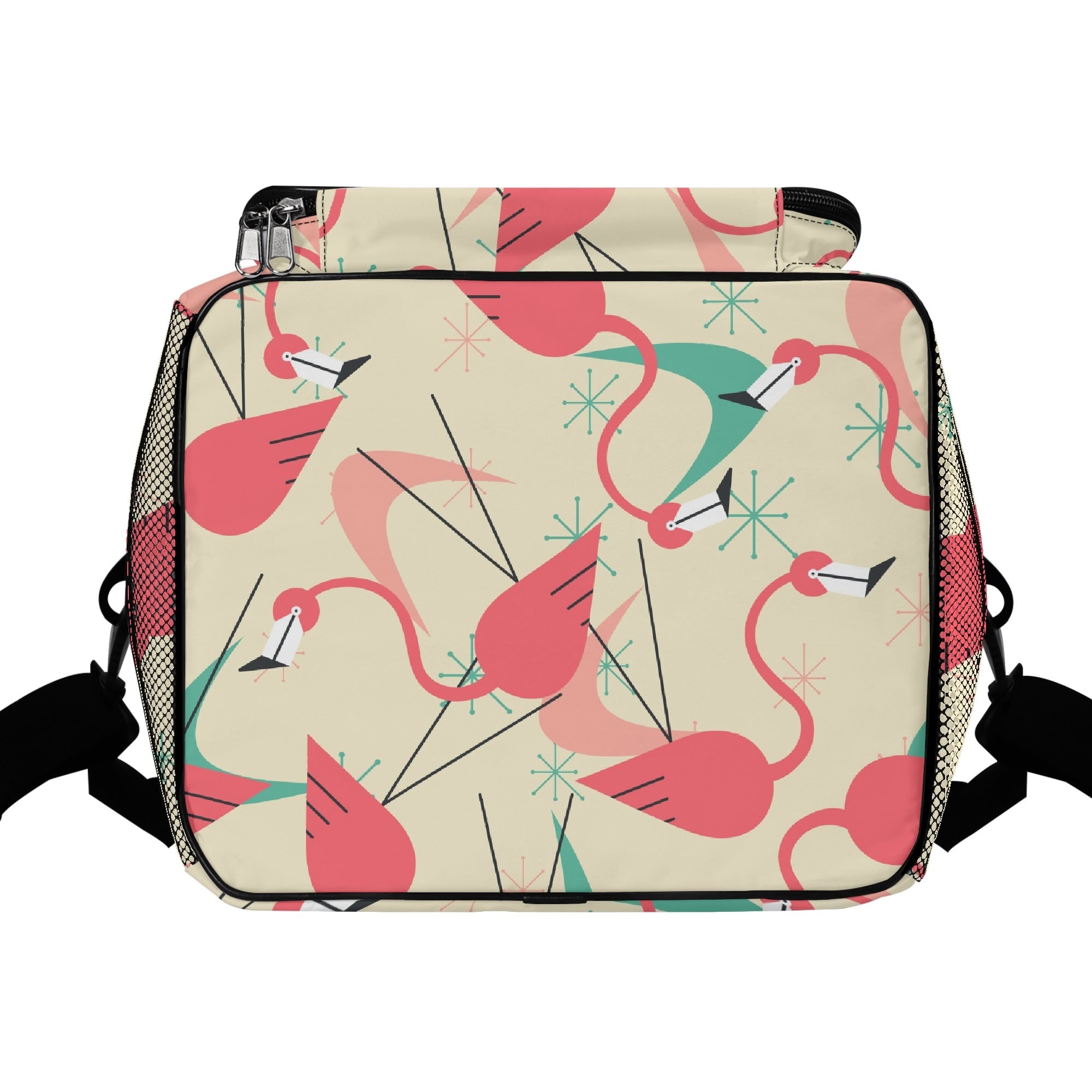 Retro Flamingo Modern Kitschy Quirky Dancing Flamingos Summer Vibes Mod Beach, Pool Cooler Bag - Mid Century Modern Gal