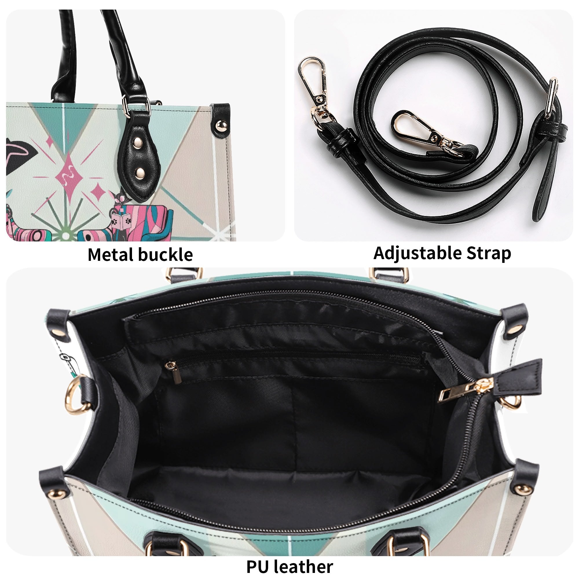 Atomic Cat Handbag, Kitschy Mod Book Lover, Book Club Gals, Signature Cats By MCM GAL - Mid Century Modern Gal