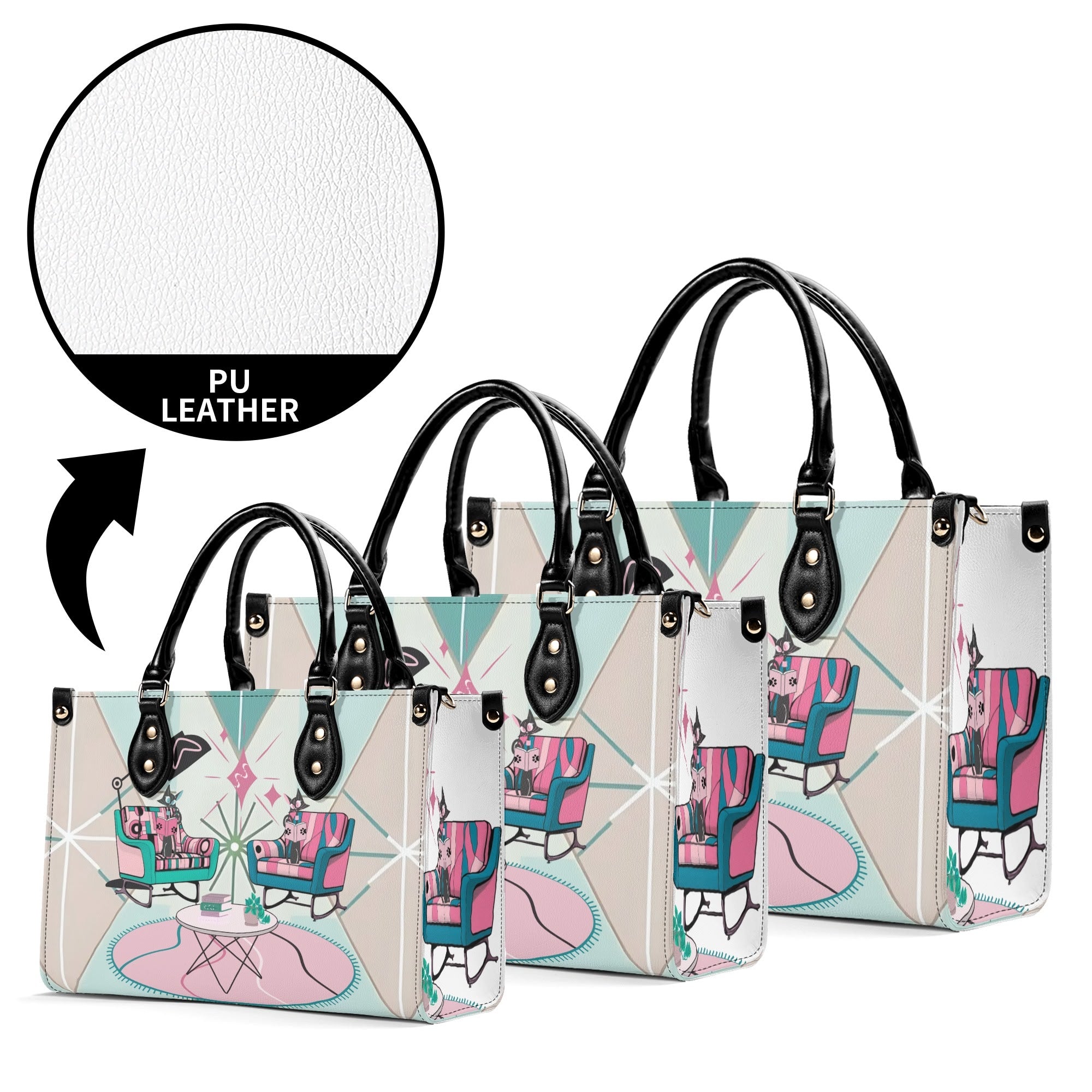 Atomic Cat Handbag, Kitschy Mod Book Lover, Book Club Gals, Signature Cats By MCM GAL - Mid Century Modern Gal