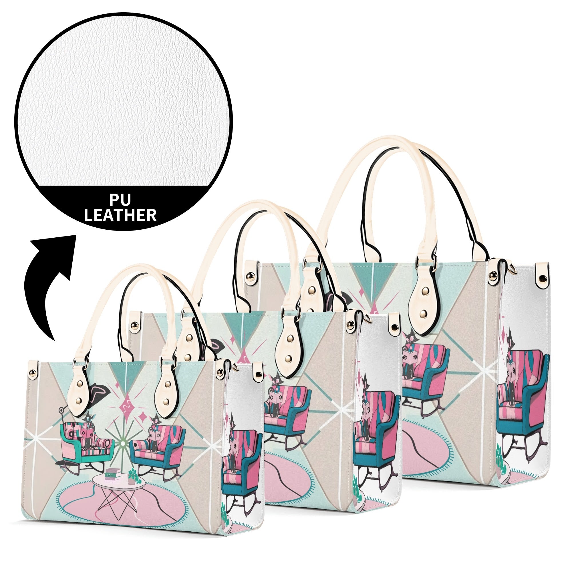 Atomic Cat Handbag, Kitschy Mod Book Lover, Book Club Gals, Signature Cats By MCM GAL - Mid Century Modern Gal