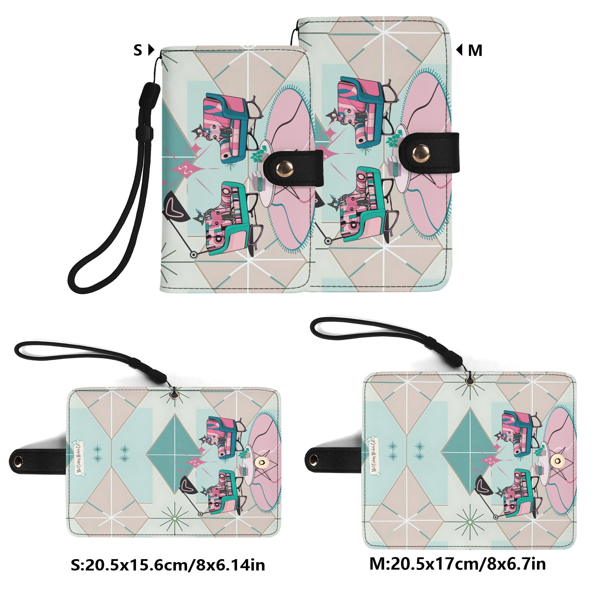Atomic Cat Mid Mod Starburst Retro Kitschy Flip Phone Case Book Lover, Cat Gifts - Mid Century Modern Gal