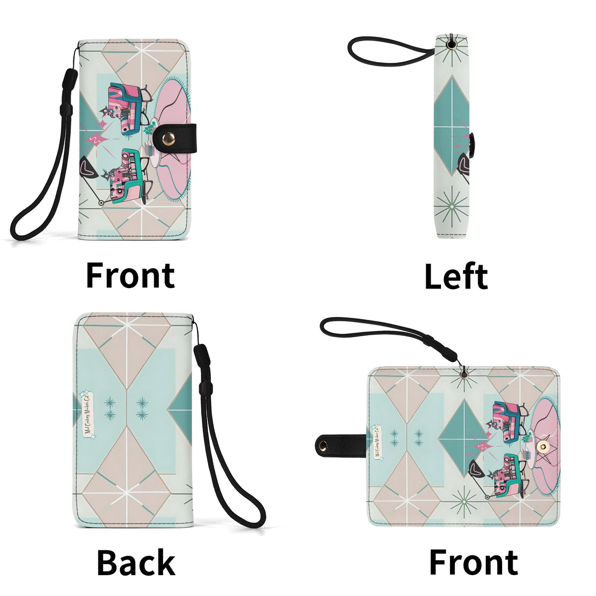 Atomic Cat Mid Mod Starburst Retro Kitschy Flip Phone Case Book Lover, Cat Gifts - Mid Century Modern Gal