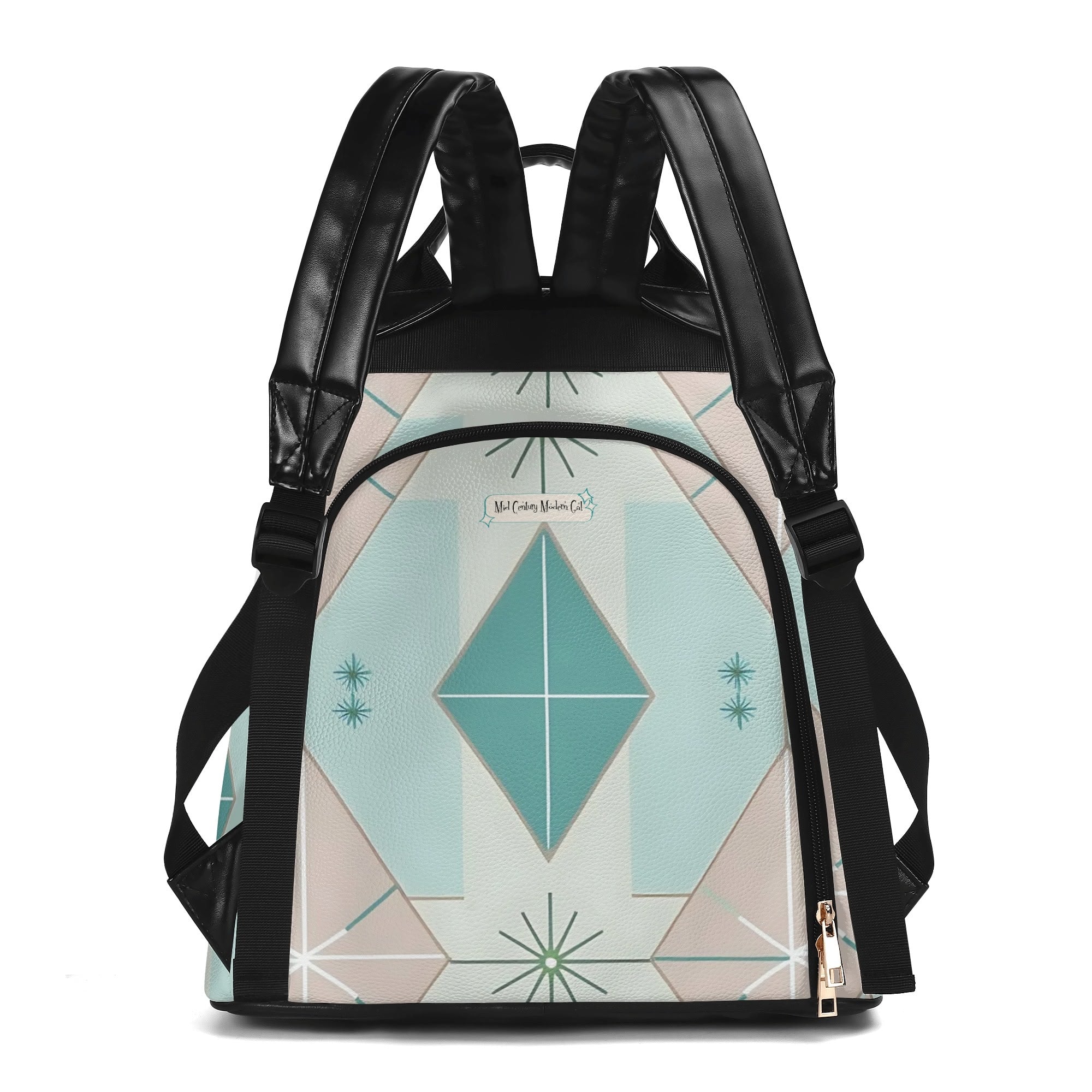 Atomic Kitschy Cat Sputnik Designed, Book Lover, Book Club Gift, Retro Mod Travel Backpack - Mid Century Modern Gal