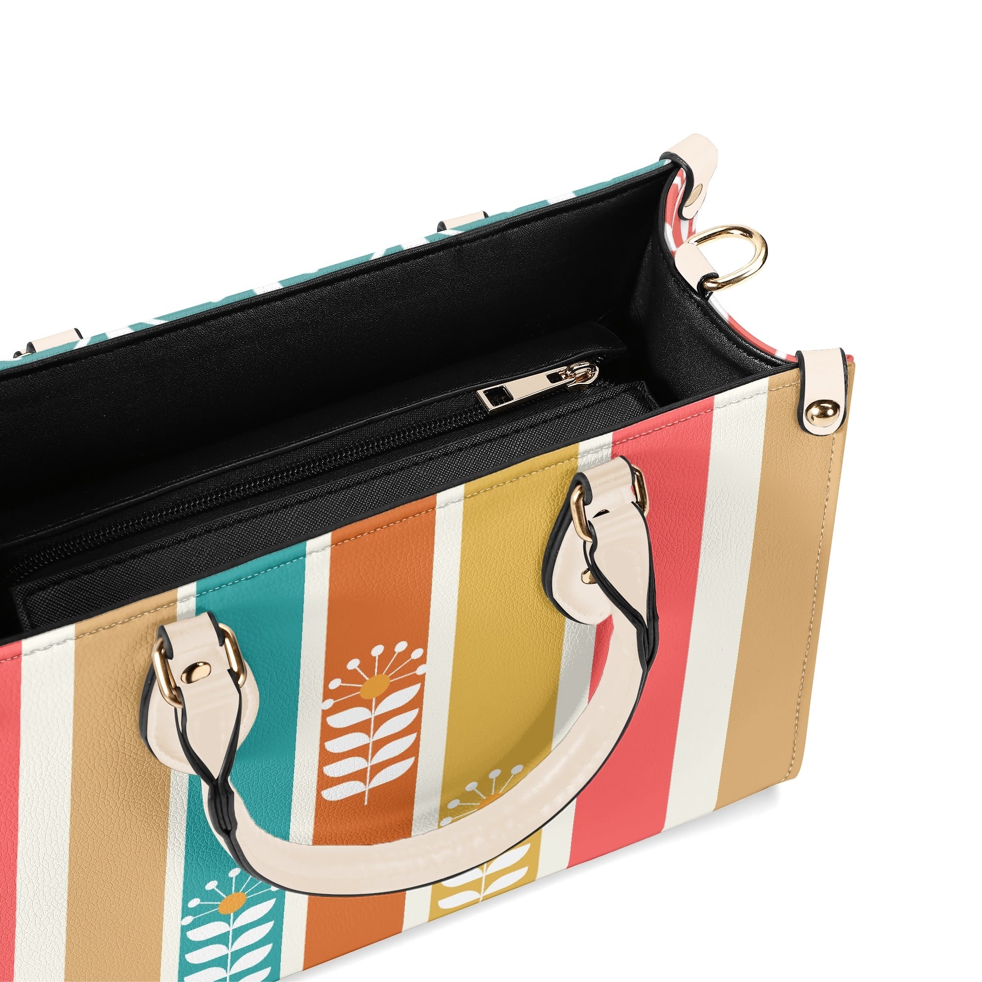 Retro Mod Scandinaian Floral, Birds Spring Summer Mid Century Modern Gal Signature Handbag, Shoulder Bag - Mid Century Modern Gal