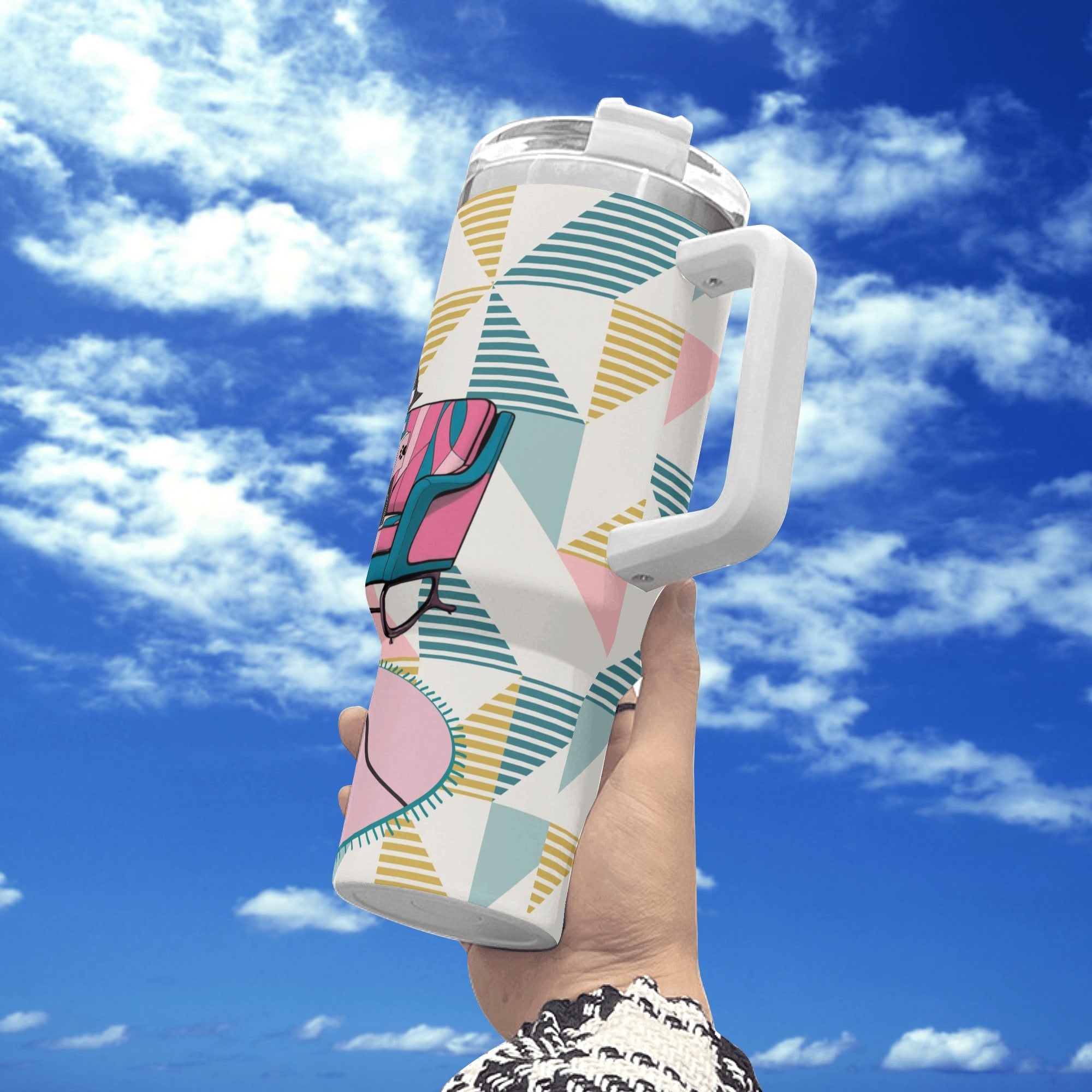 Reading Cats, Atomic Mid Mod Pink Kitschy Cute Quirky Book Lover, Book Club Gift Tumbler - Mid Century Modern Gal