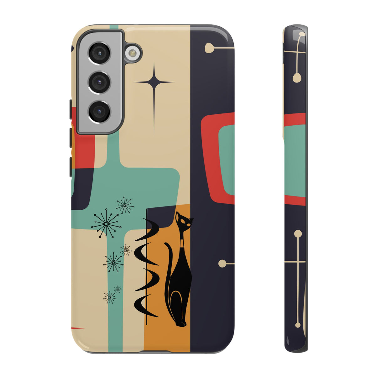 Mid Century Modern, Geometric, Atomic Cat Groovy Smart Phones Tough Phone Cases
