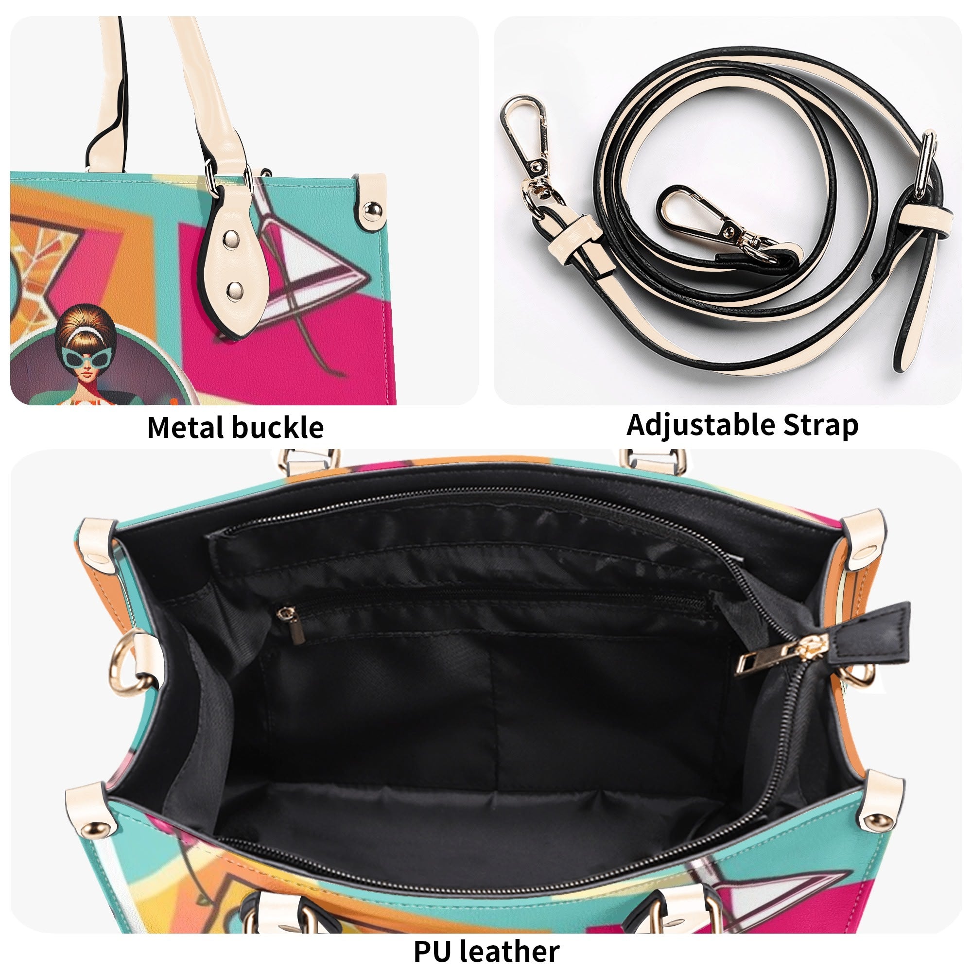 Mid Century Modern Gal Signature Atomic Cat, Atomic Kitschy 60s Gal, Martini Lover Handbag, Shoulder Bag - Mid Century Modern Gal