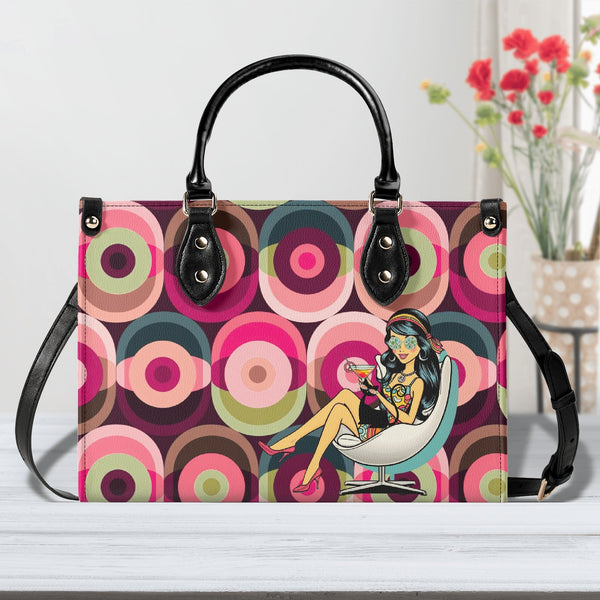 Mid Century Modern Gal Signature Atomic Cat And Hippie Mod Gal, Retro Orbs Summer Vibes Handbag