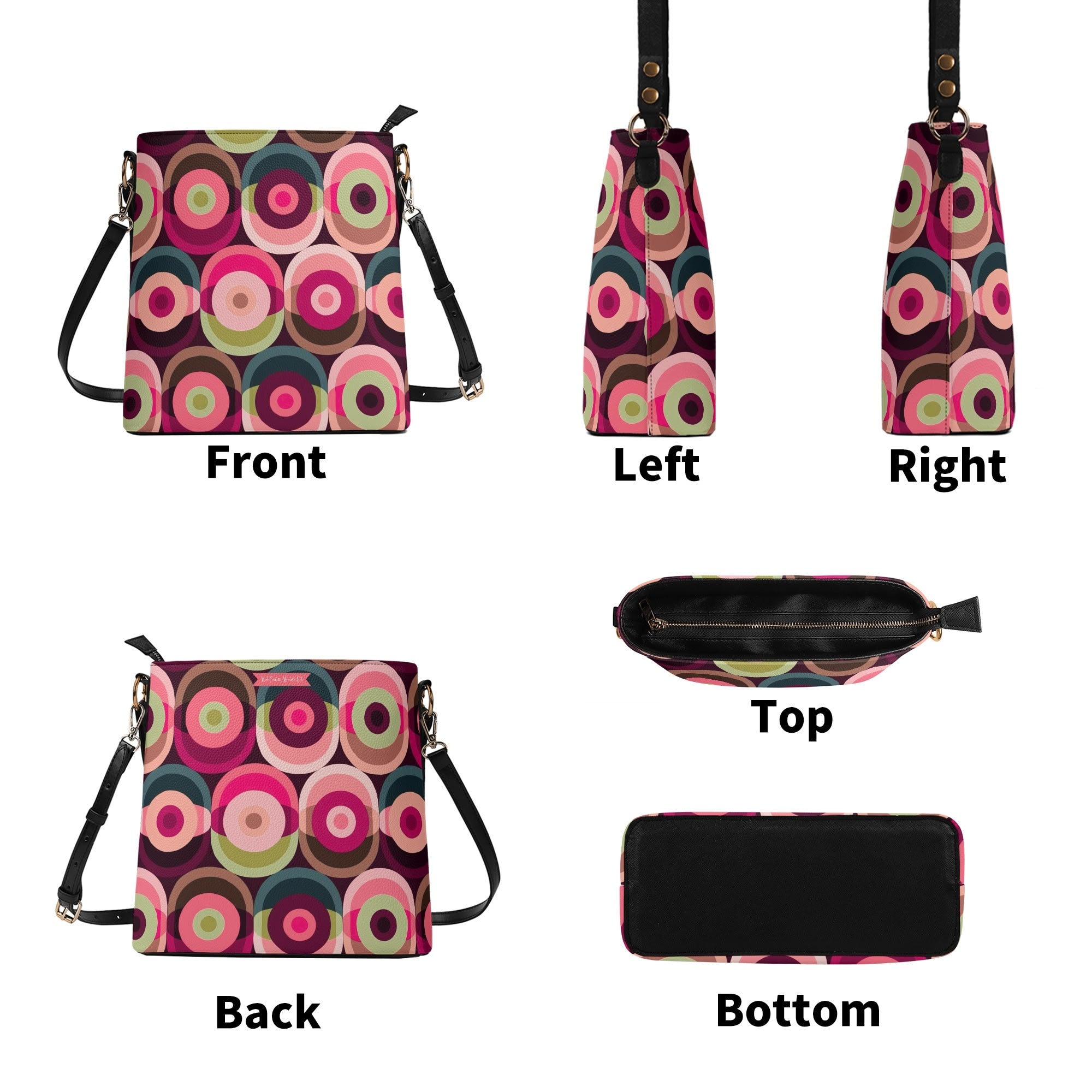 Retro Mid Mod 60s Groovy Orb Summer Vibes Bucket Bag - Mid Century Modern Gal
