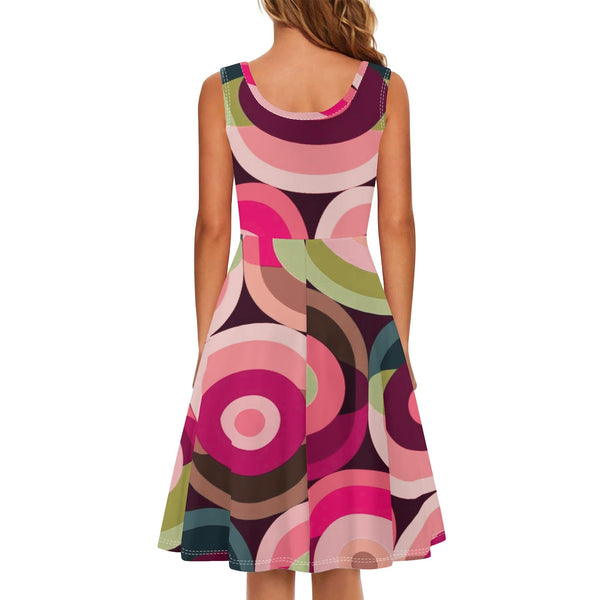 Retro 60s Mod Summer Sleeveless Groovy Orbs Party Dress