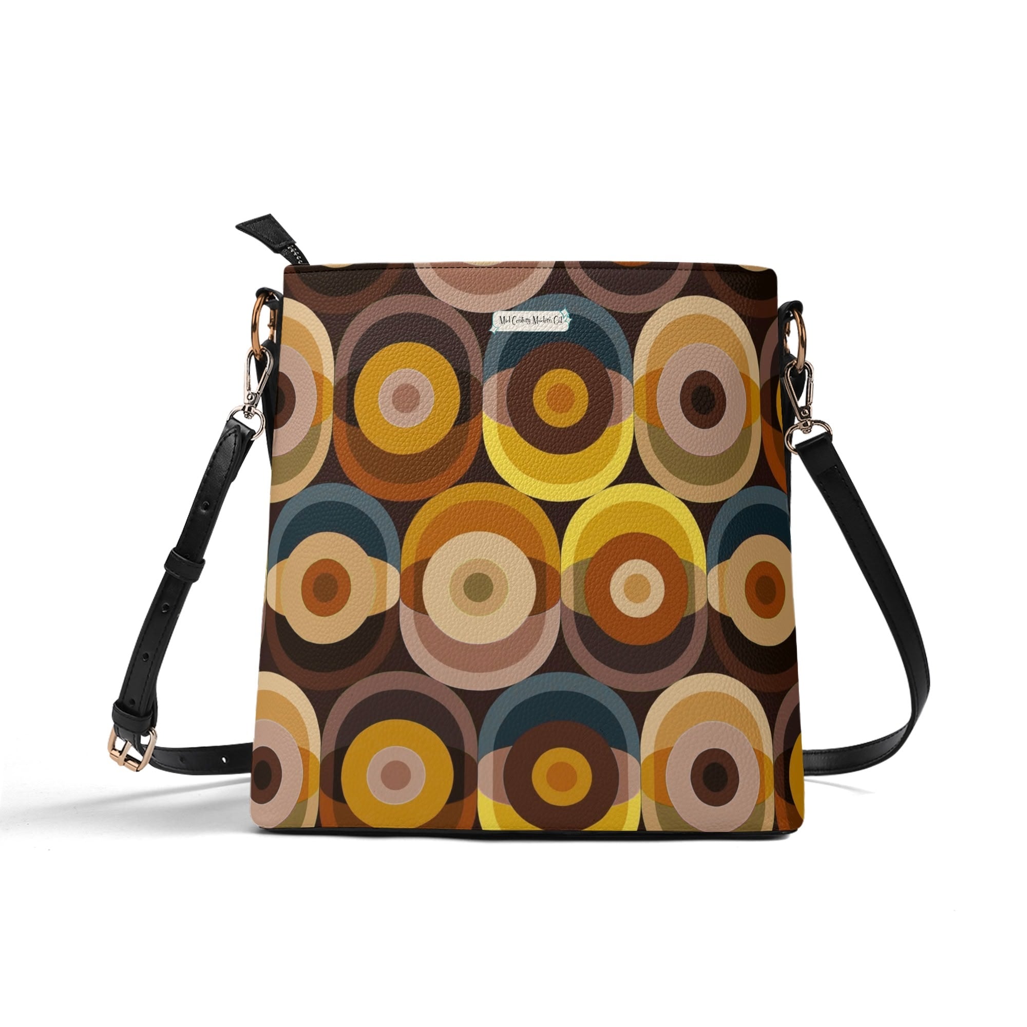 70s Retro Owl Groovy Mushroom Hip Mid Mod Bucket Bag - Mid Century Modern Gal