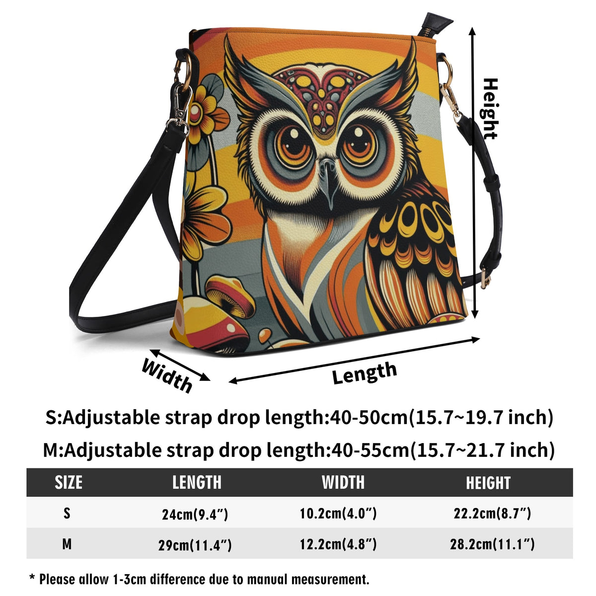 70s Retro Owl Groovy Mushroom Hip Mid Mod Bucket Bag - Mid Century Modern Gal